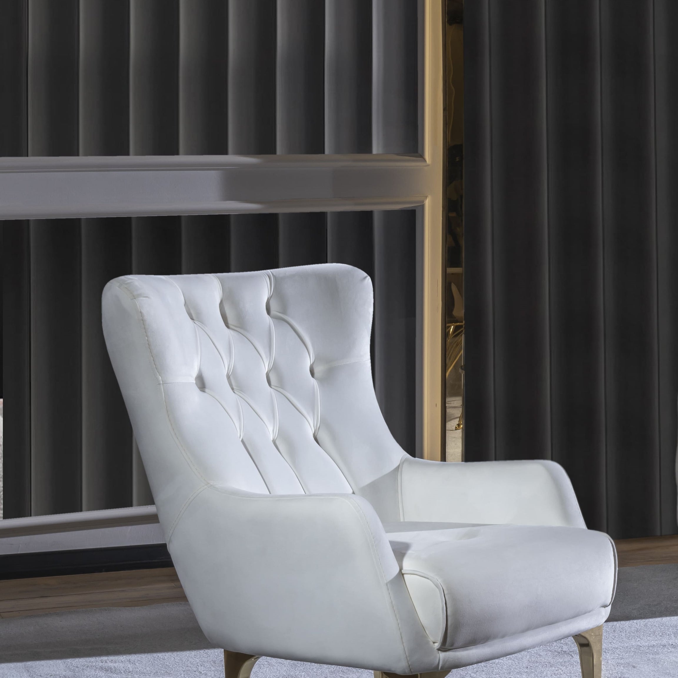 Lust Modern Style Chair  in Off White--1