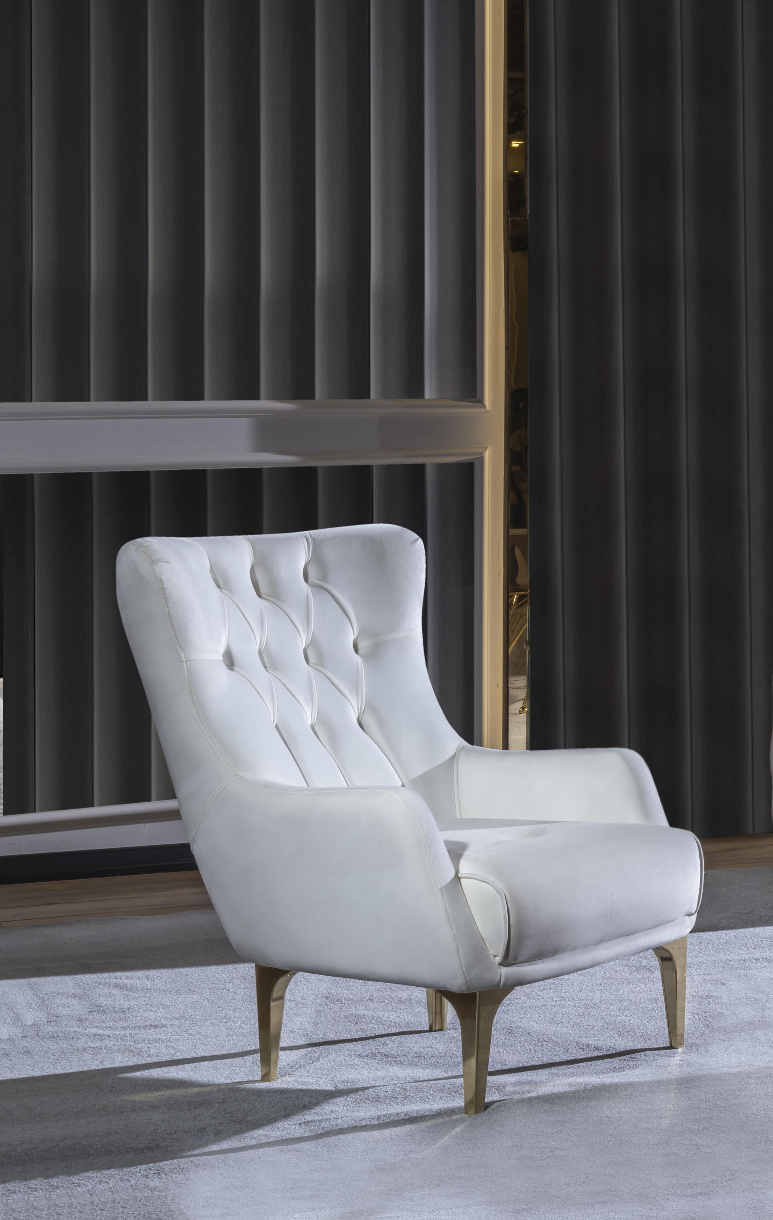 Lust Modern Style Chair  in Off White--1