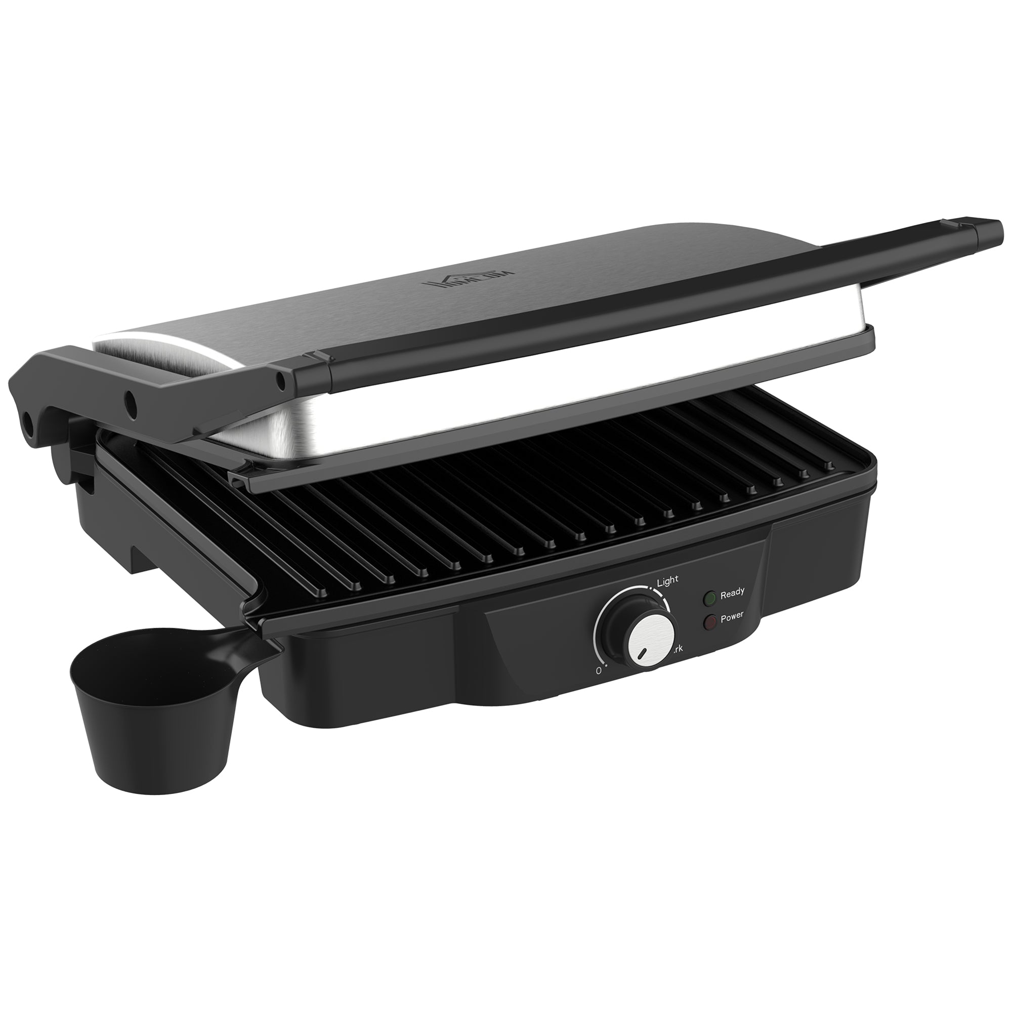 4 Slice Panini Press Grill, Stainless Steel Sandwich Maker with Non-Stick Double Plates, Locking Lids and Drip Tray, Opens 180 Degrees to Fit Any Type or Size of Food--1