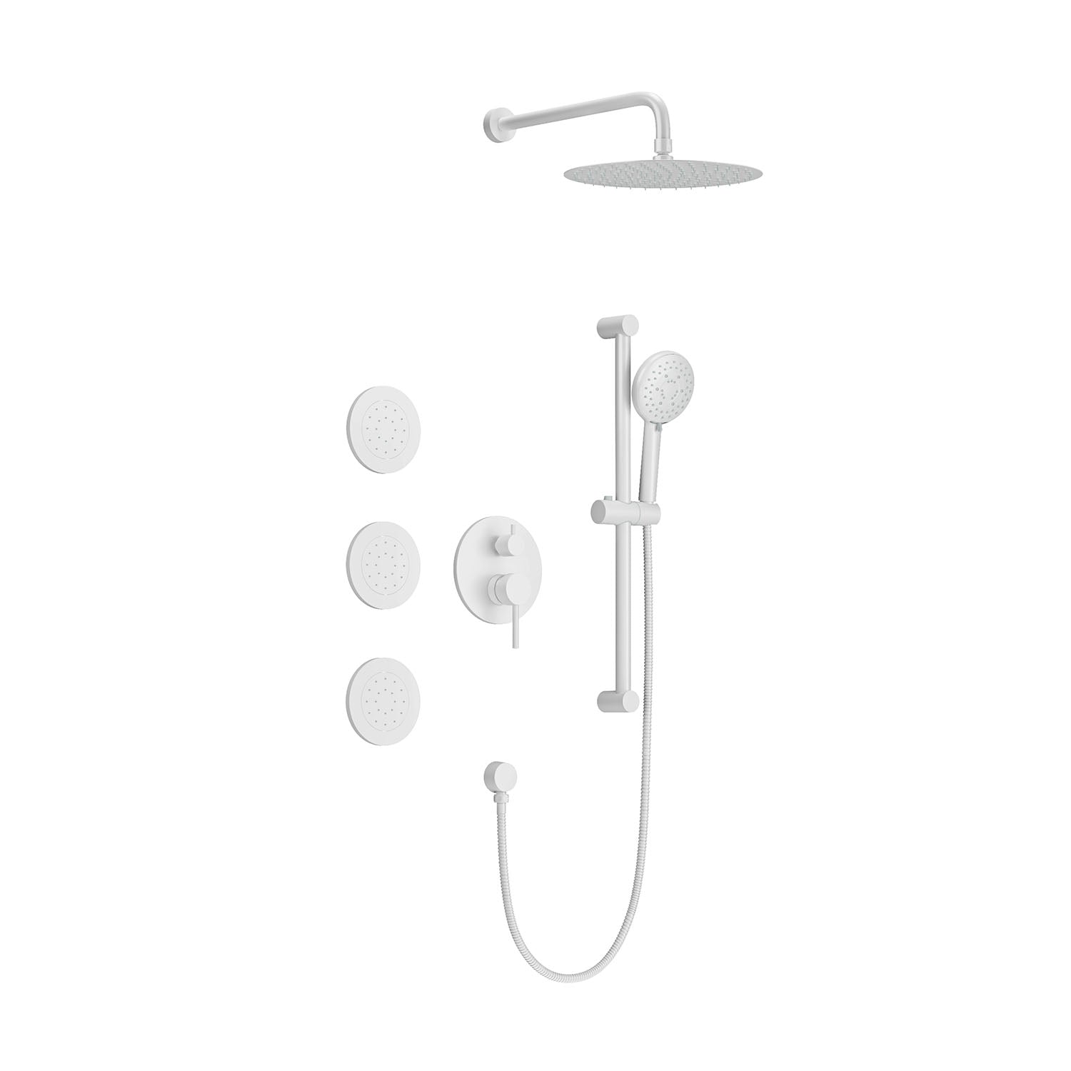 Shower System with Shower Head, Hand Shower, Slide Bar, Bodysprays, Shower Arm, Hose, Valve Trim, and Lever Handles--1