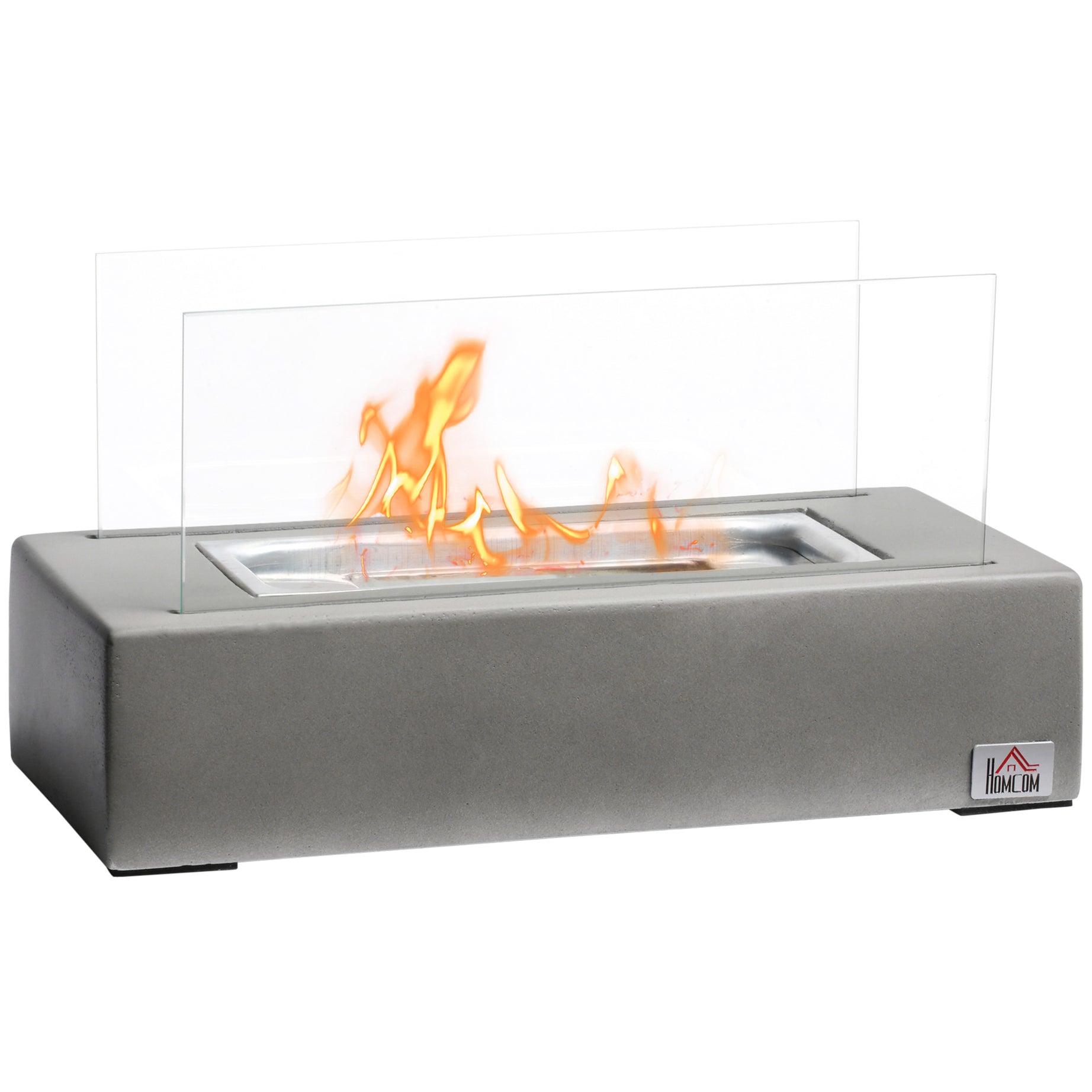 Tabletop Fireplace, 13" Concrete Alcohol Fireplace with Stainless Steel Lid for Indoor and Outdoor, 0.04 Gal Max 195 Sq. Ft., Light Grey--1