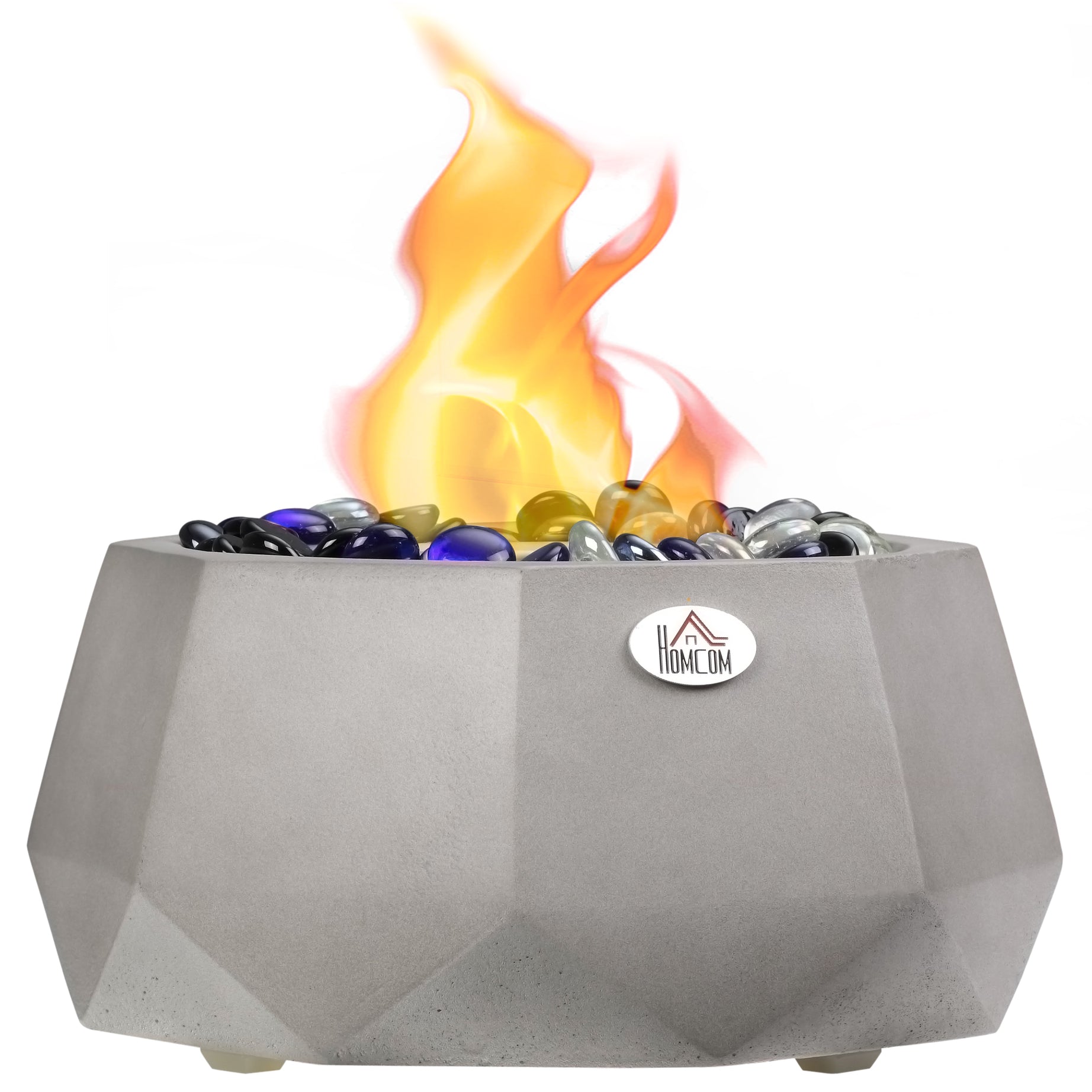 Concrete Tabletop Fireplace, 9" Portable Alcohol Fireplace with Lid for Indoor and Outdoor, 0.1 Gal Max 215 Sq. Ft., Burns up with Liquid Alcohol and Solid Alcohol, Light Grey--1