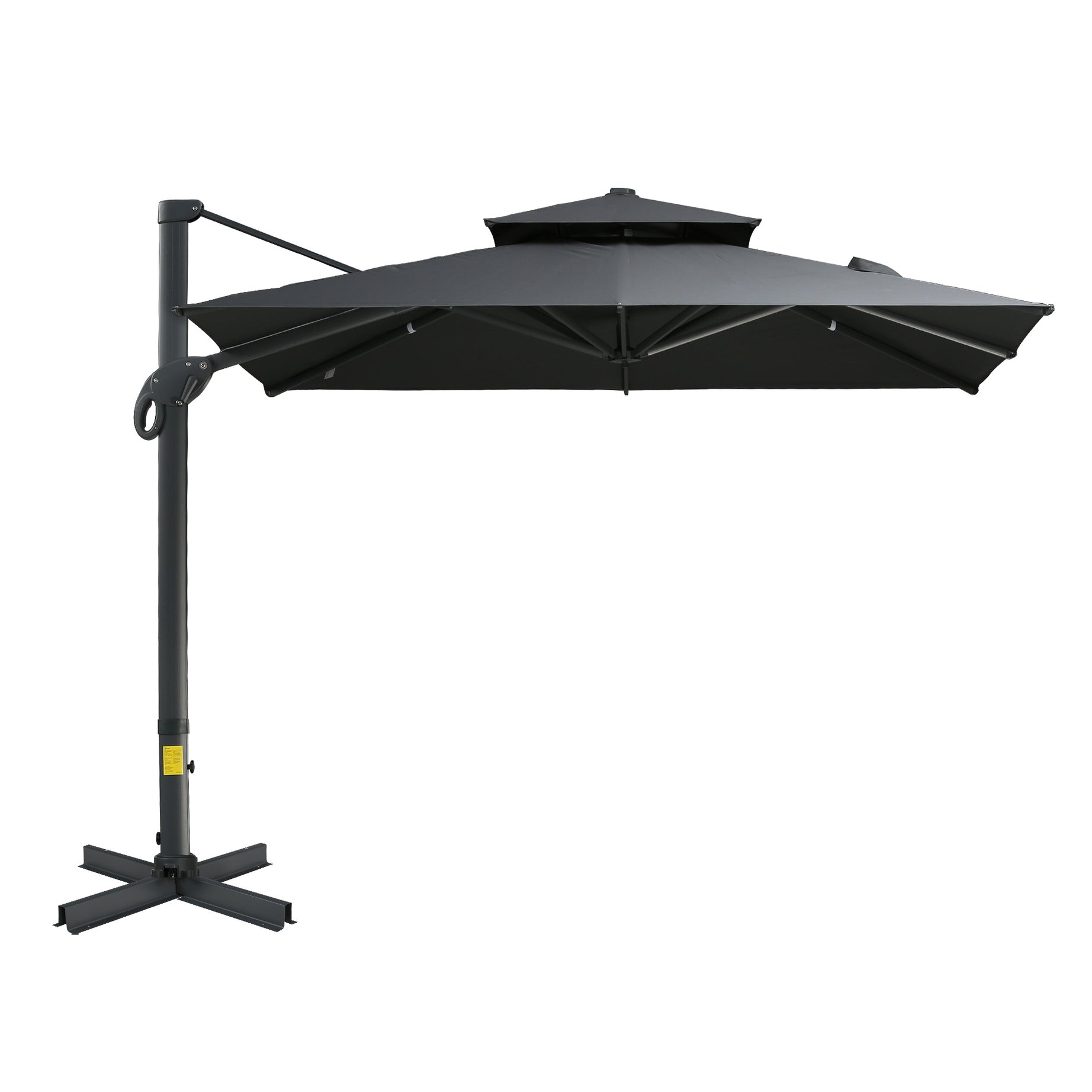 10ft Offset Patio Umbrella, Hanging Cantilever Umbrella, Square Shape, Aluminum Cross Base, Tilt, 360-Degree Rotation, Gray--1