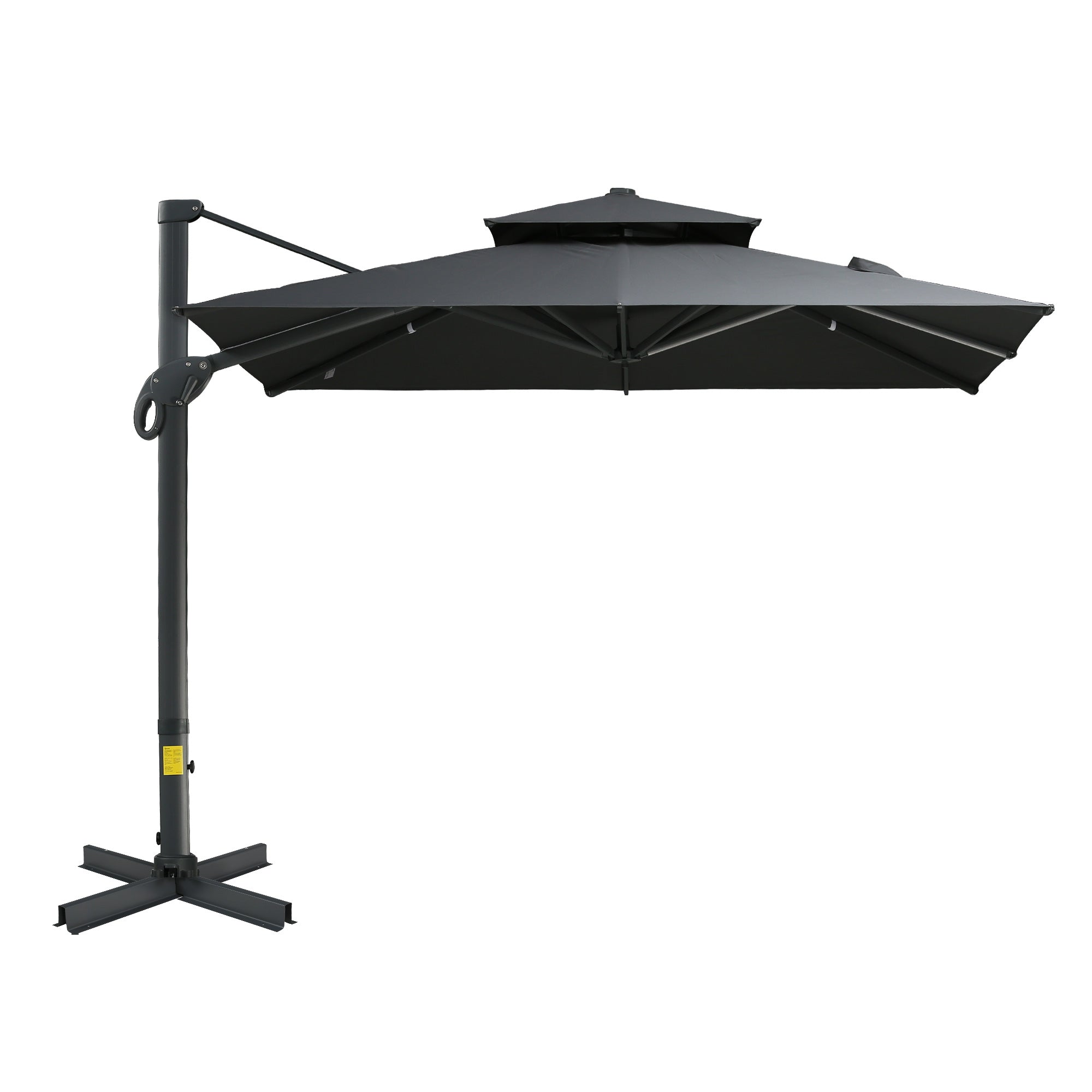 10ft Offset Patio Umbrella, Hanging Cantilever Umbrella, Square Shape, Aluminum Cross Base, Tilt, 360-Degree Rotation, Gray--1