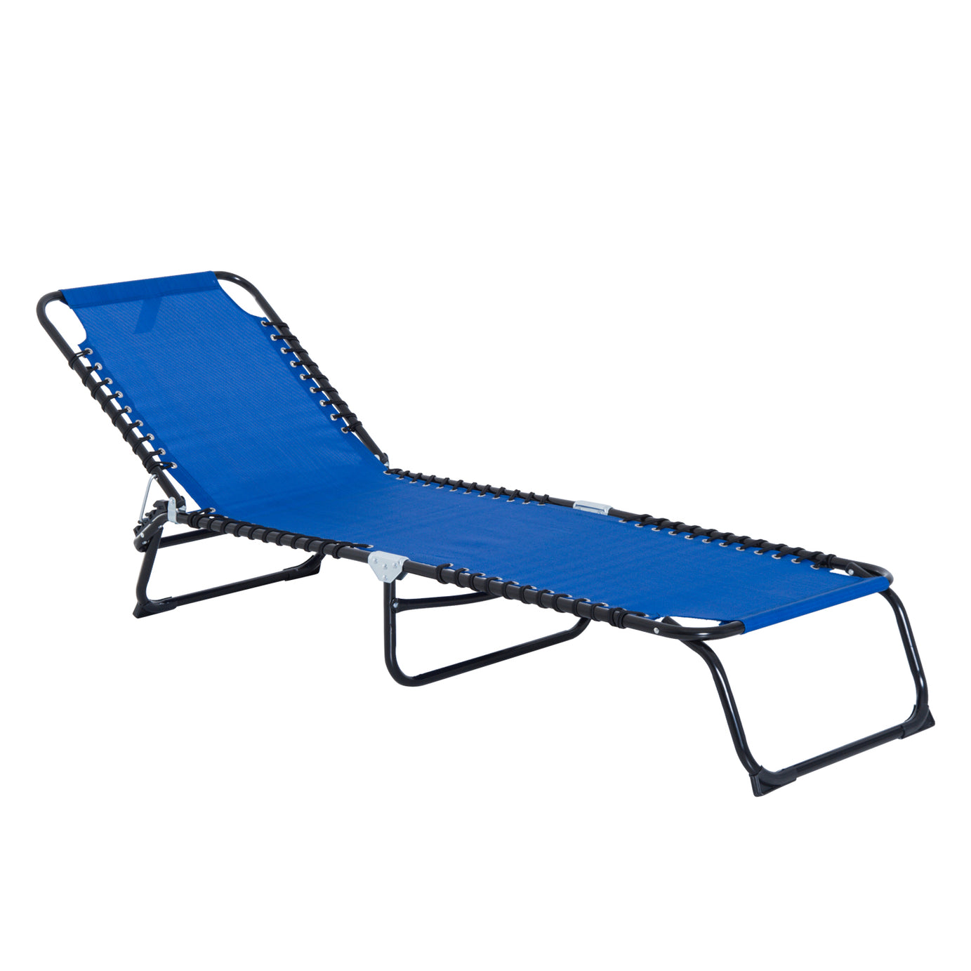 Folding Chaise Lounge Pool Chair, Patio Sun Tanning Chair, Outdoor Lounge Chair with 4-Position Reclining Back, Breathable Mesh Seat for Beach, Yard, Patio, Dark Blue--1