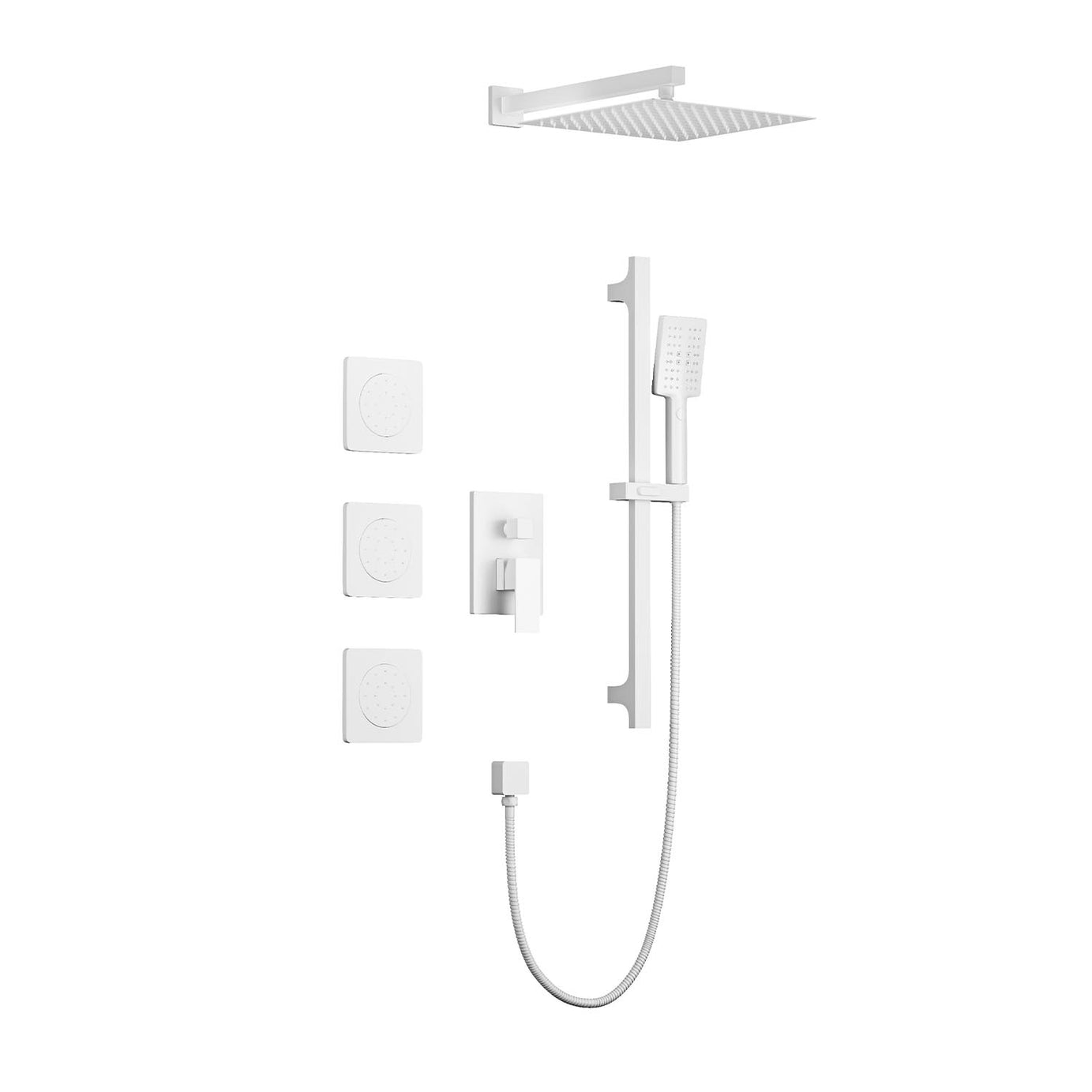 Shower System with Shower Head, Hand Shower, Slide Bar, Bodysprays, Shower Arm, Hose, Valve Trim, and Lever Handles--1