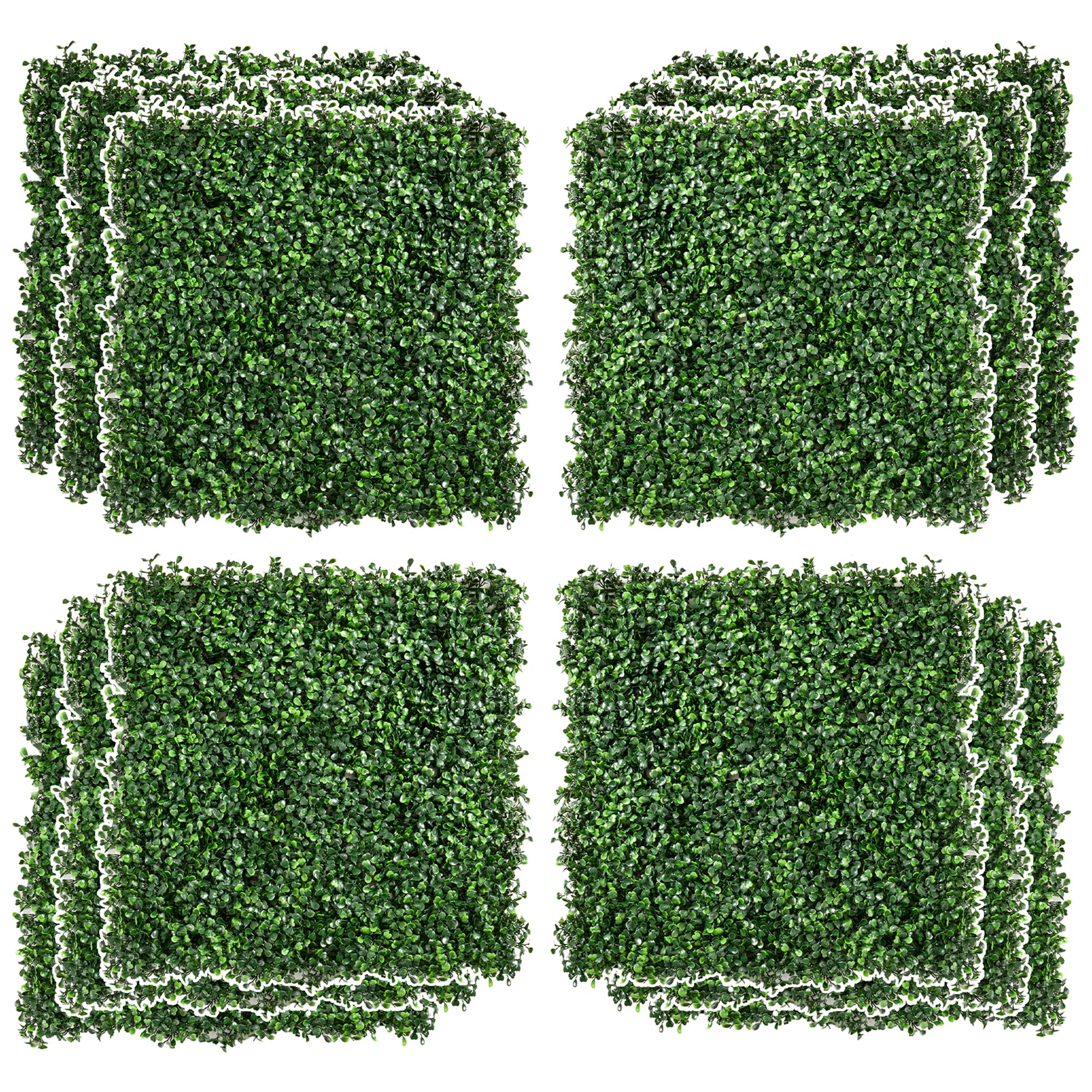 12 PCS 20" x 20" Artificial Boxwood Panels Topiary Wall Greenery Backdrop, Privacy Hedge Screen UV Protected 4Layer Roll Grass Panel Fence Decor Outdoor Indoor Garden Backyard, Light Green--1