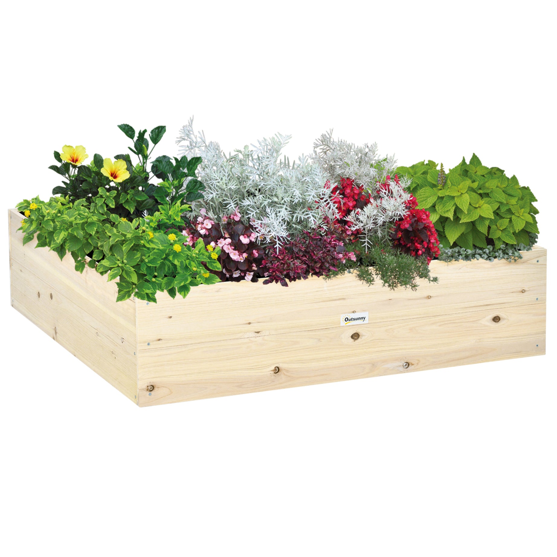 Wooden Raised Garden Bed Kit, Elevated Planter Box with Bed Liner for Backyard, Patio to Grow Vegetables, Herbs, and Flowers, 4' x 4' x 12"--1