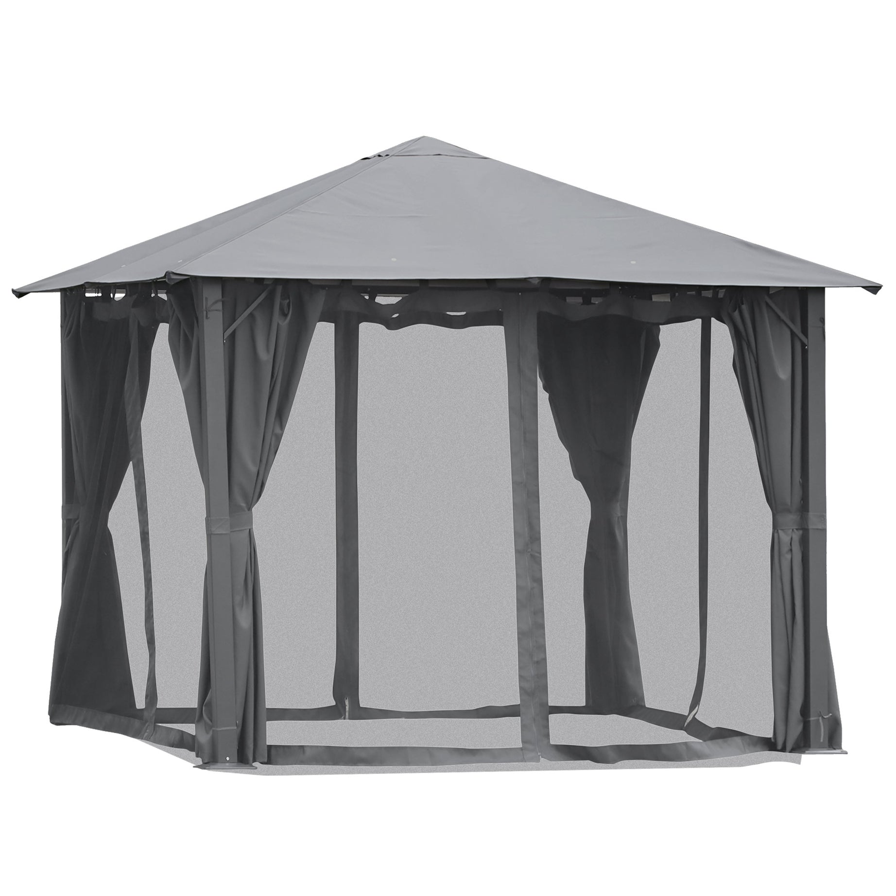 10' x 10' Patio Gazebo, Outdoor Gazebo Canopy Shelter with Netting & Curtains, Vented Roof, for Garden, Lawn, Backyard and Deck, Black--1