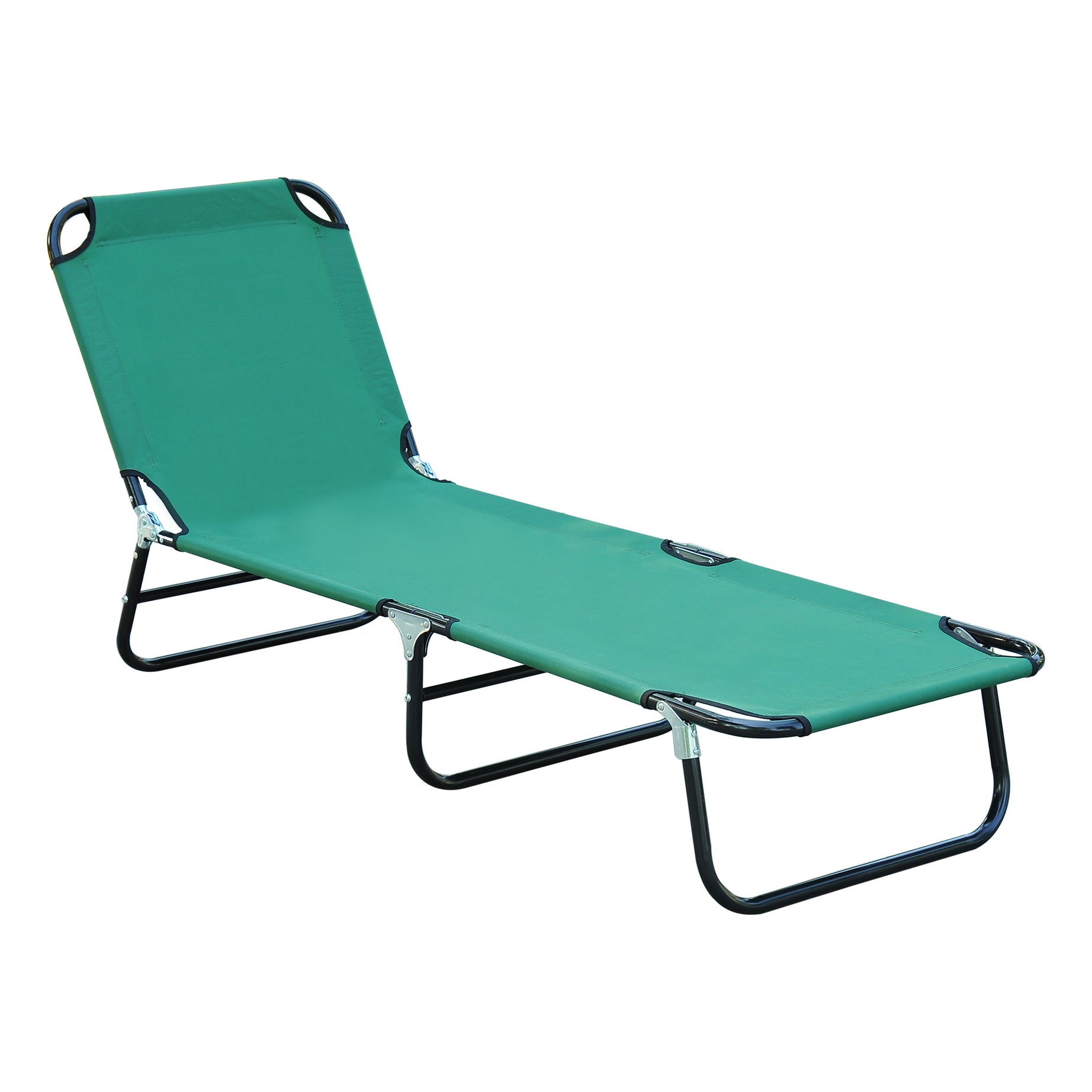 Foldable Outdoor Chaise Lounge Chair, 5-Level Reclining Camping Tanning Chair with Strong Oxford Fabric for Beach, Yard, Patio, Pool, Green--1