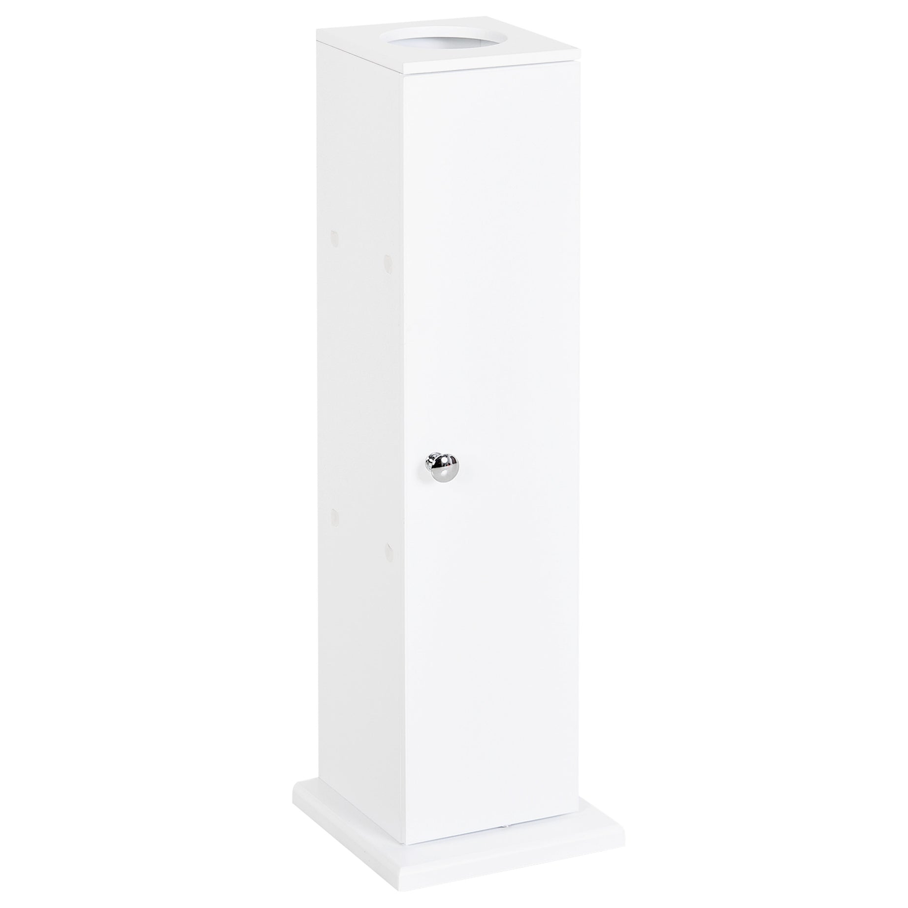 Toilet Paper Cabinet, Small Bathroom Corner Floor Cabinet with Doors and Shelves, Thin Storage Bathroom Organizer for Paper Shampoo, White--1