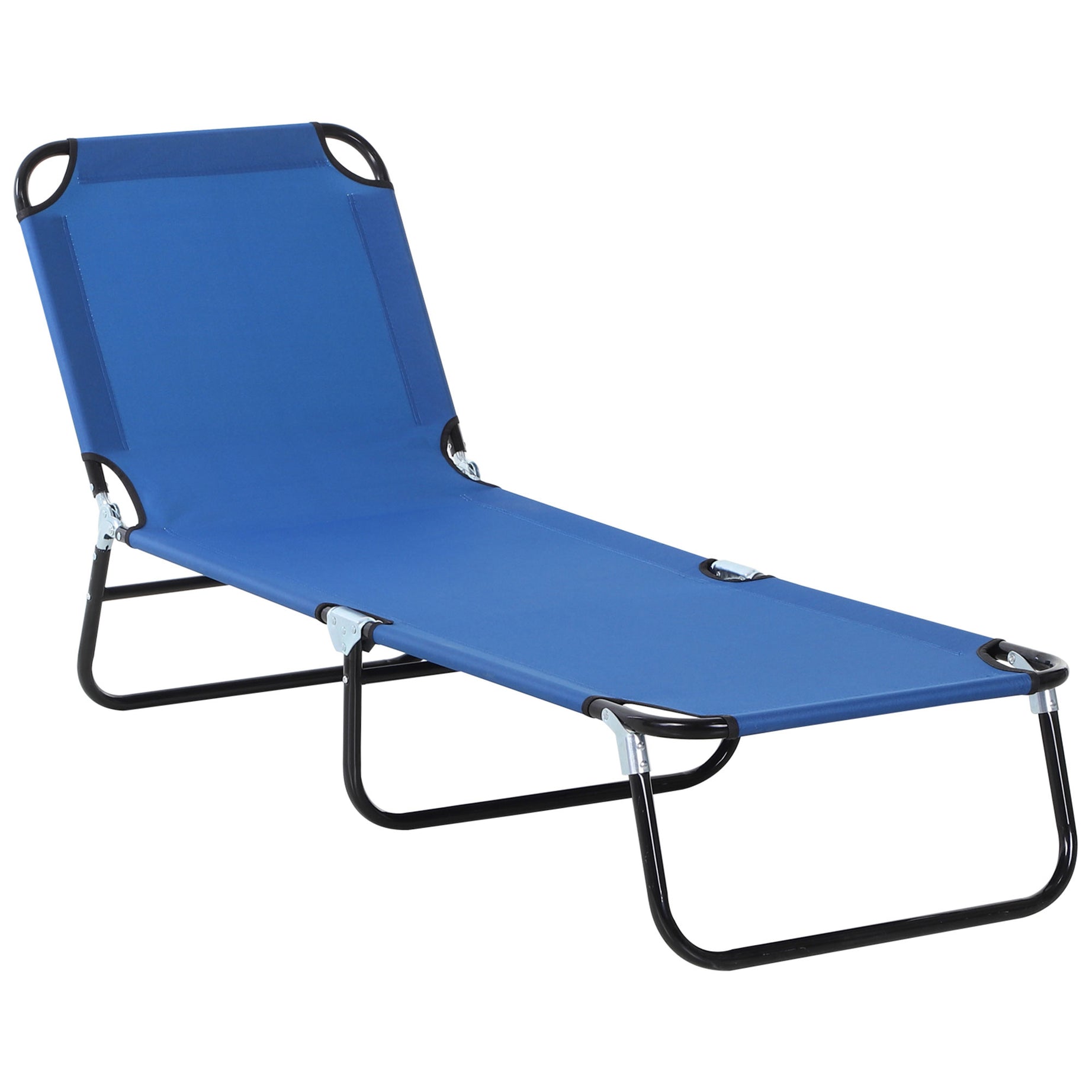 Folding Chaise Lounge Pool Chair, Patio Sun Tanning Chair, Outdoor Lounge Chair with 5-Positions Reclining Back, Oxford Fabric Seat for Beach, Yard, Patio, Blue--1