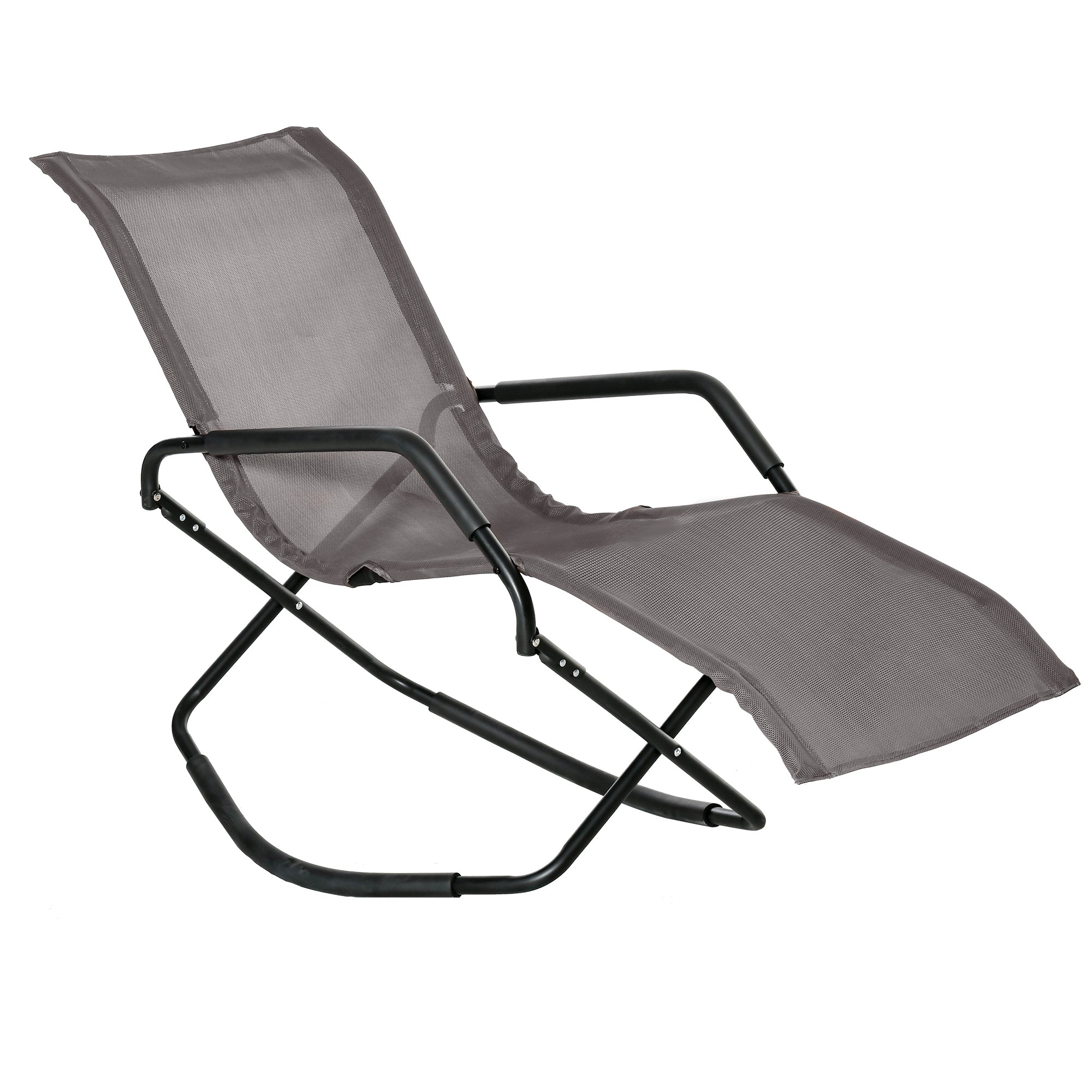 Rocking Sun Lounger, Chaise Lounge Rocker for Sunbathing, Sun Tanning, Foldable, Portable Outdoor Patio Chair, Brown--1