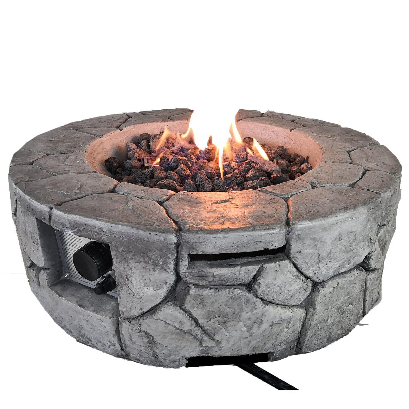 Living Source International 9'' H x 28'' W Fiber Reinforced Concrete Outdoor Fire pit(Stone Gray)--1