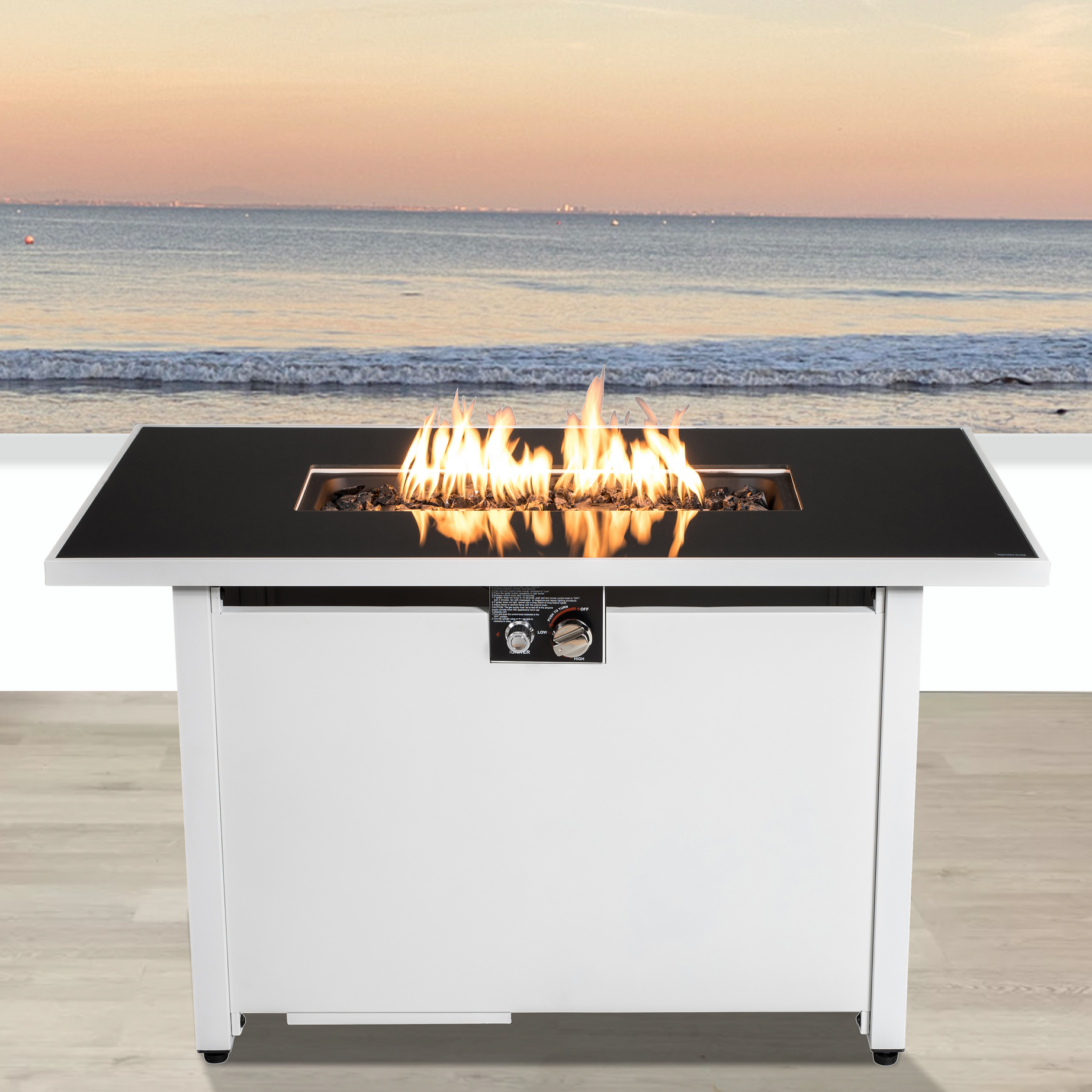 25 H x 42 W Steel Outdoor Fire Pit Table with Lid--1