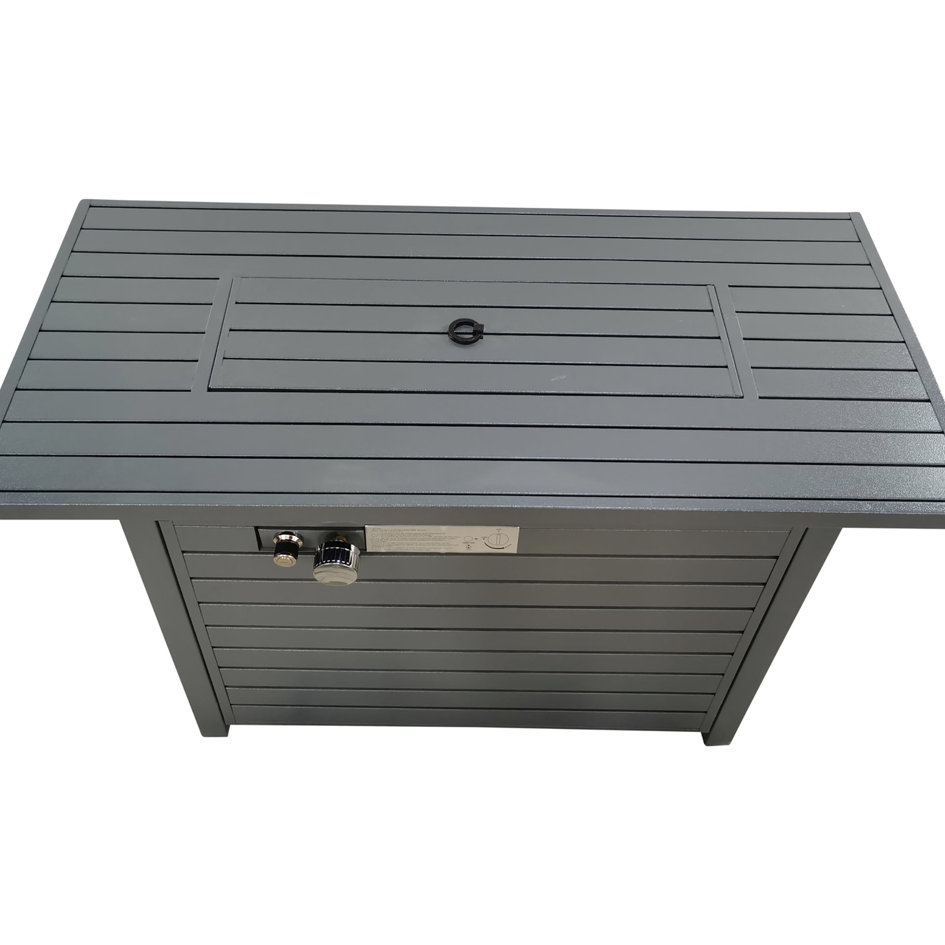 25'' H x 42'' W Steel Propane Outdoor Fire Pit Table with Lid (Grey)--1