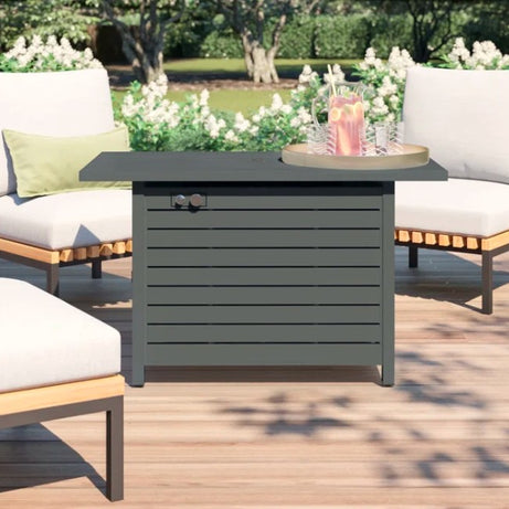 25 H x 42 W Outdoor Fire Pit Table with Lid (Gray)--1