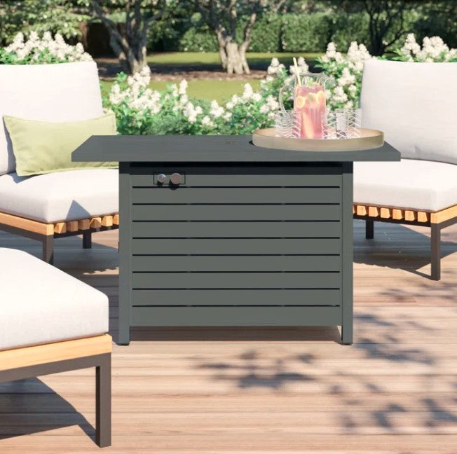 25 H x 42 W Outdoor Fire Pit Table with Lid (Gray)--1