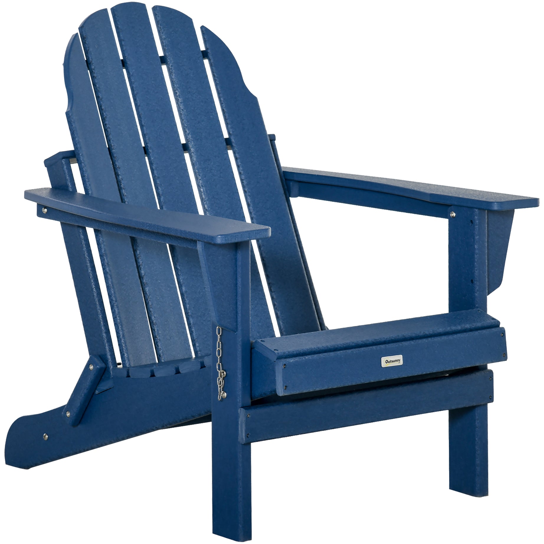 Folding Adirondack Chair, Faux Wood Patio & Fire Pit Chair, Weather Resistant HDPE for Deck, Outside Garden, Porch, Backyard, Blue--1