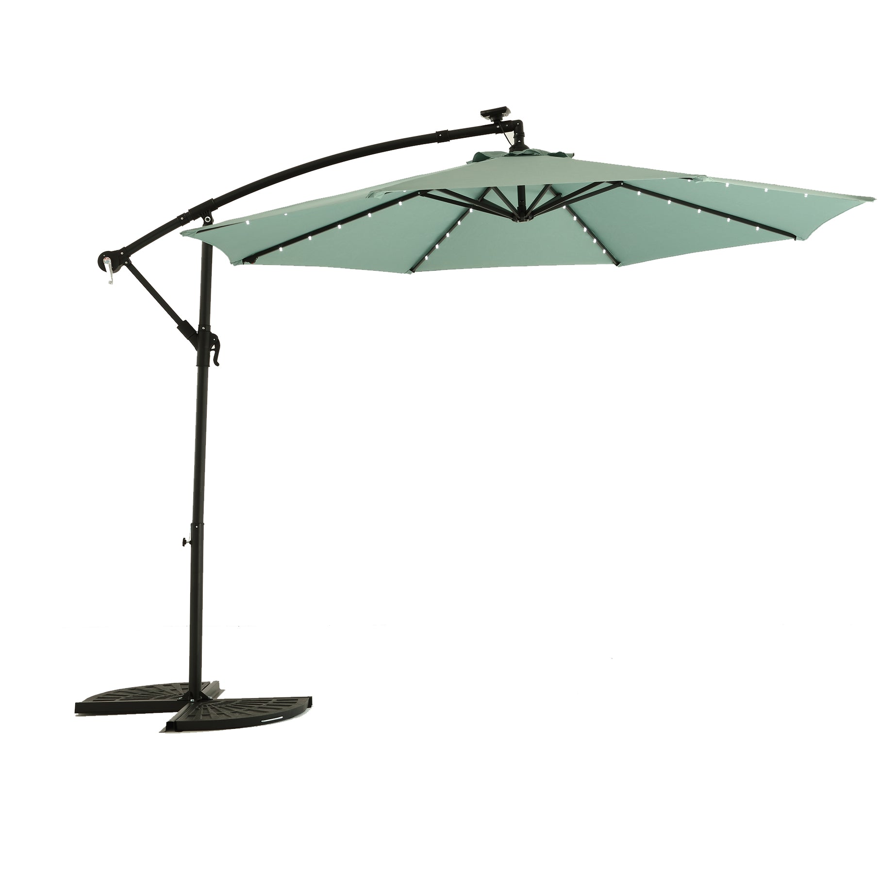 10ft Solar LED Offset Hanging Market Patio Umbrella  ( Light green )--1