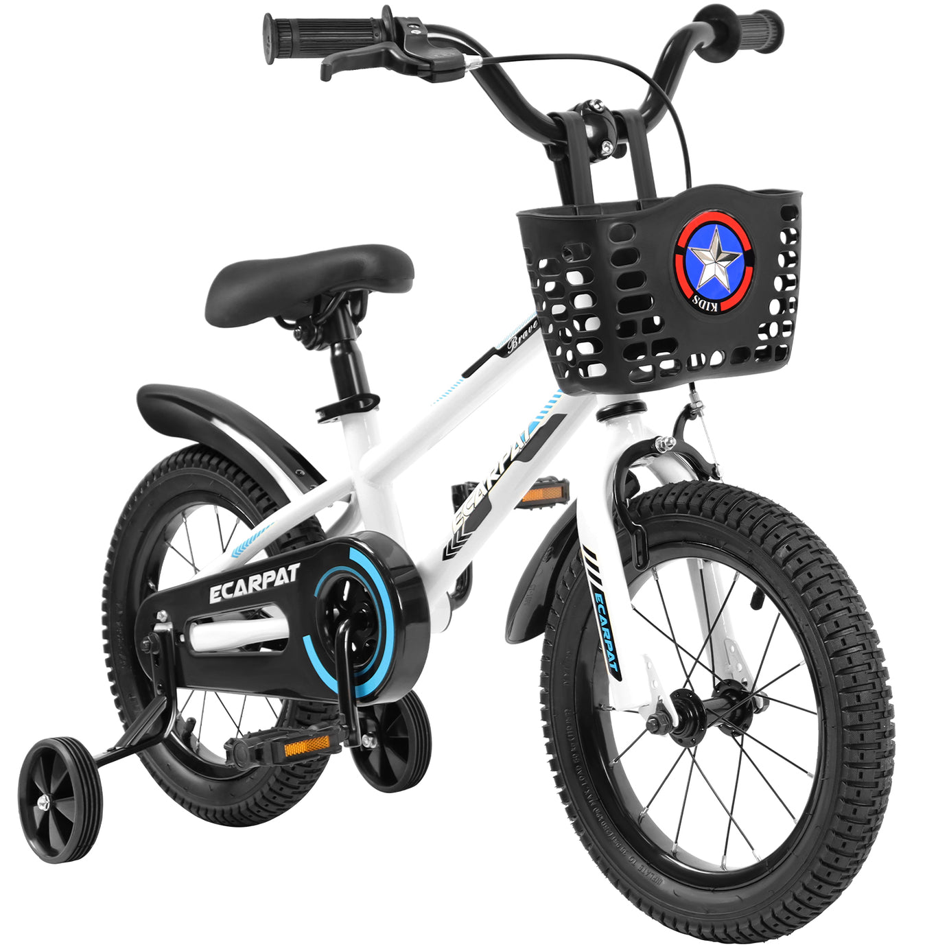 Kids Bike  16 inch for Boys & Girls with Training Wheels,  Freestyle Kids' Bicycle with Bell,Basket and fender.--1