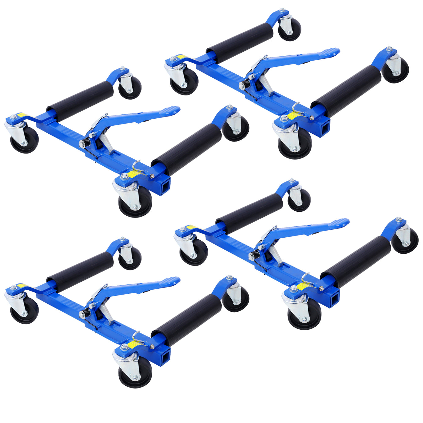 Set of (4) Wheel Dolly Car Skates Vehicle Positioning Hydraulic Tire Jack Ratcheting Foot Pedal Lift Hydraulic Car Wheel Dolly, 1,250lbs blue--1