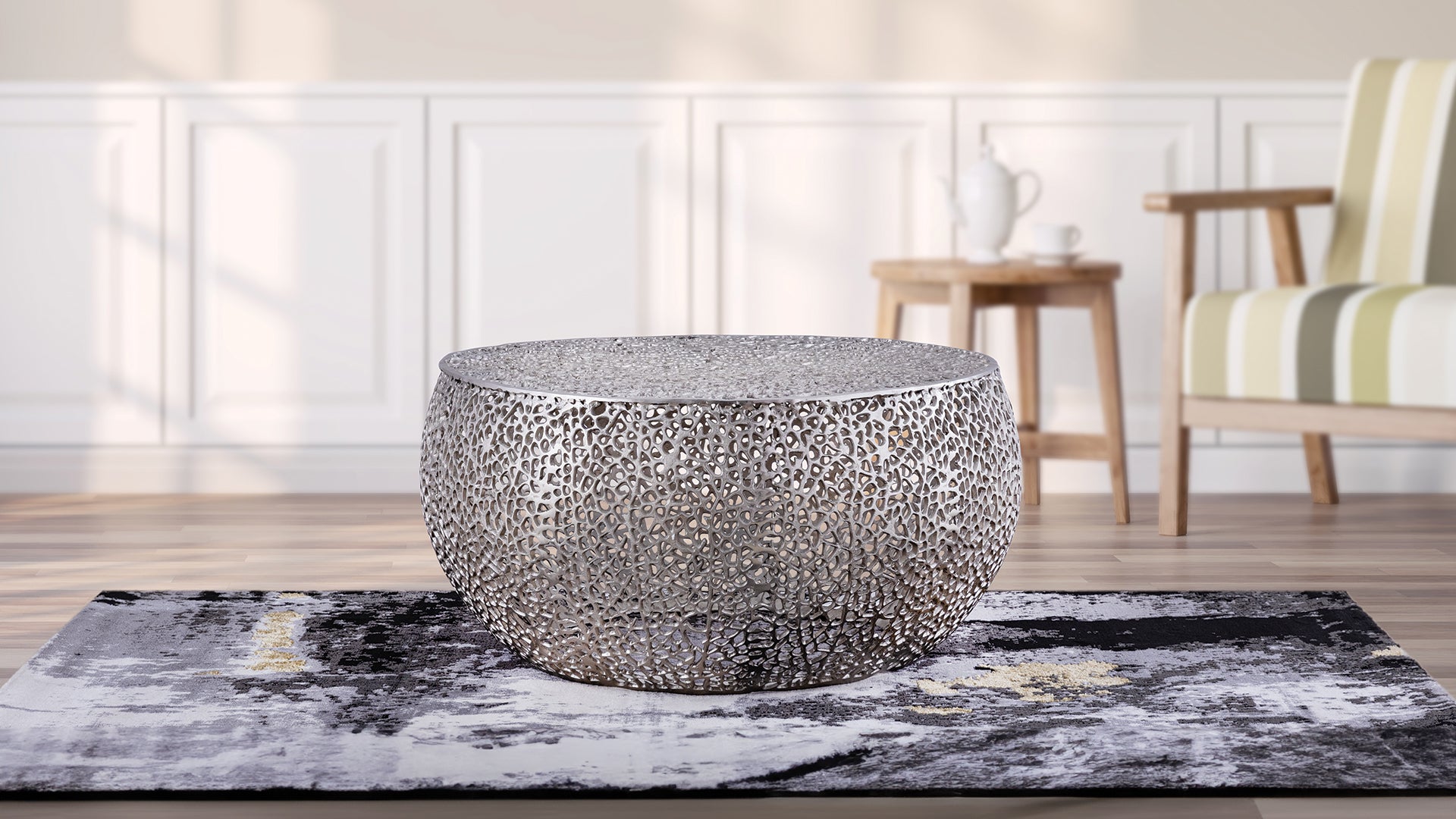 T3502-32 Round Coffee Table in Silver--1