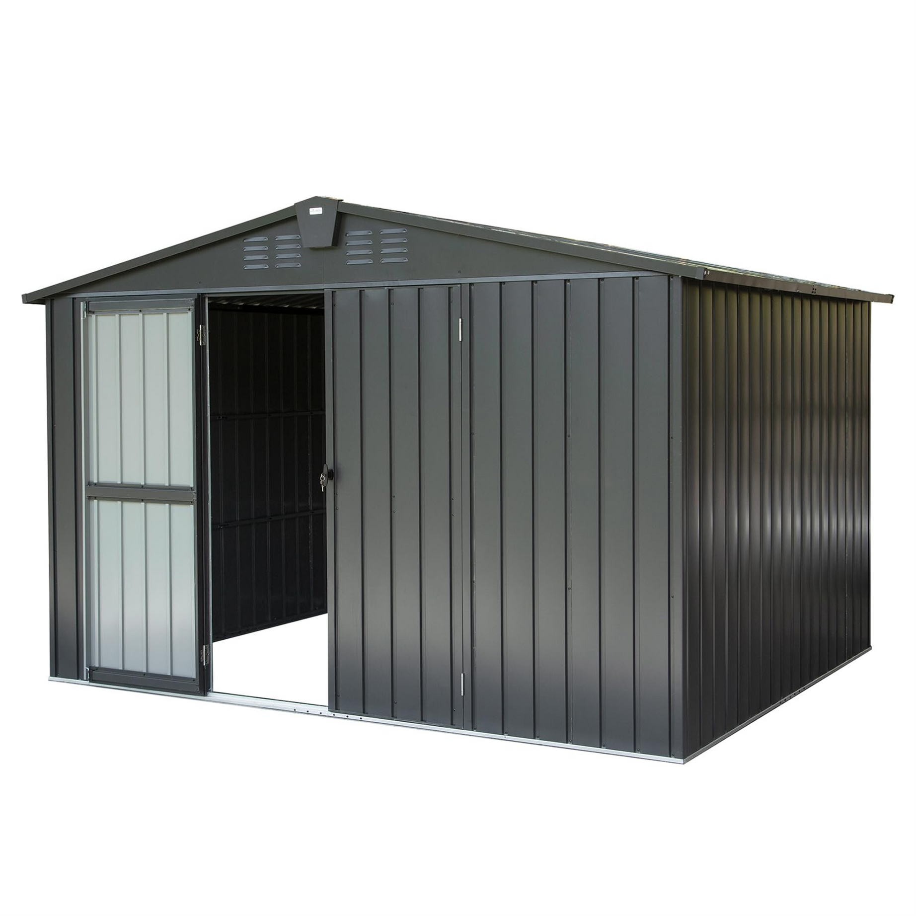 Outdoor Storage Shed 10'x 8', Metal Garden Shed for Bike, Trash Can, Tools, Lawn Mowers, Pool Toys, Galvanized Steel Outdoor Storage Cabinet with Lockable Door for Backyard, Patio, Lawn--1