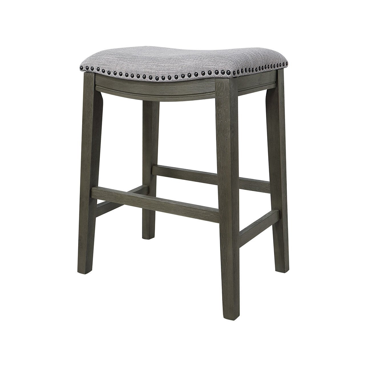 Saddle Stool  -25" Counter Stool, Gray/Light Gray Fabric, Set of 2--1