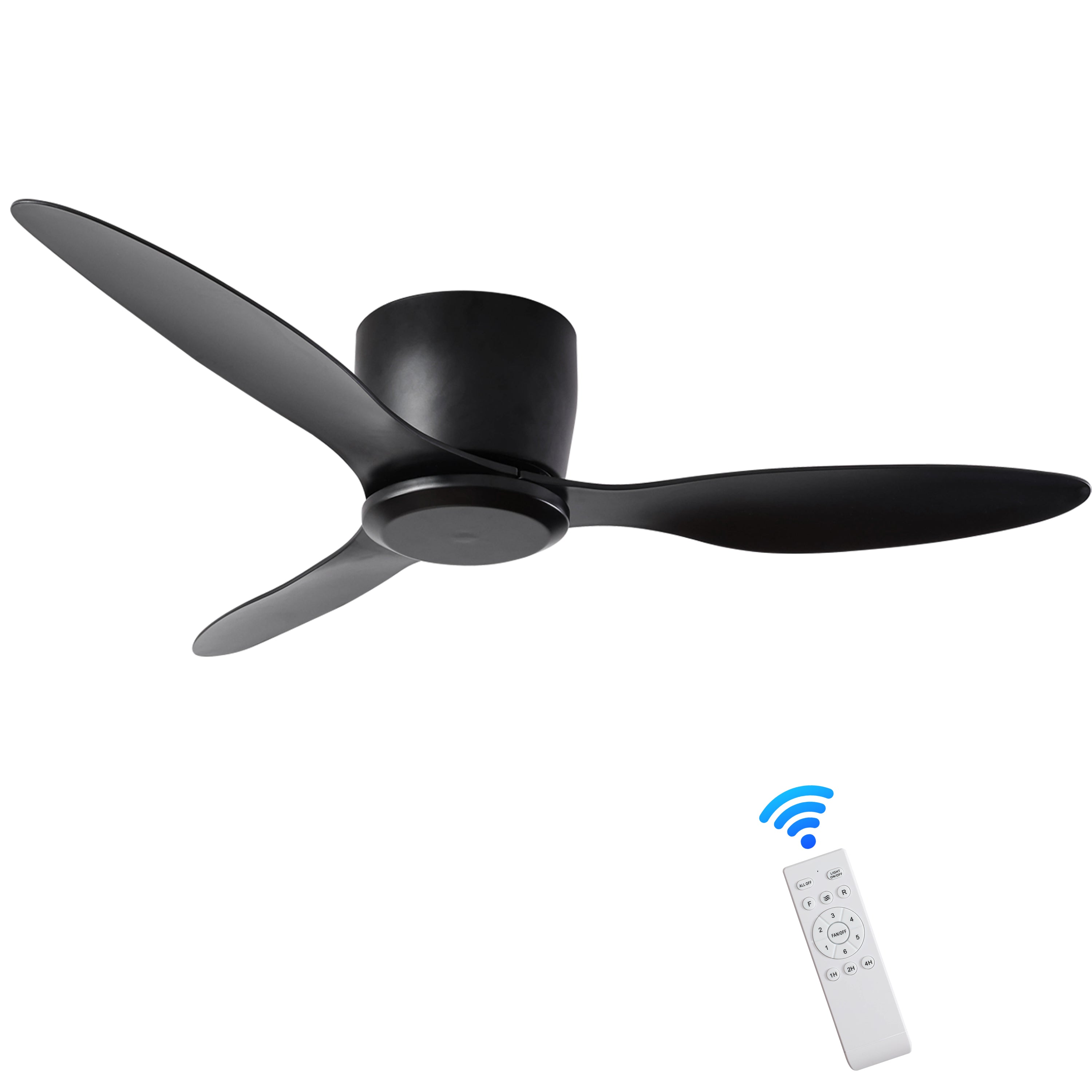 42" Flush Mount Ceiling Fan without  light,  3 Reversible Blades, with 6 Speeds Reversible DC Motor,Low Profile  Ceiling Fan with no light for Living Room Kitchen Bedroom--1