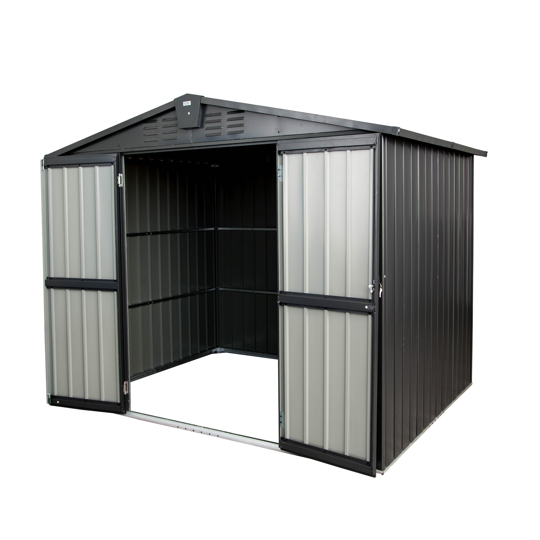 Outdoor Storage Shed 8.2'x 6.2', Metal Garden Shed for Bike, Trash Can, Galvanized Steel Outdoor Storage Cabinet with Lockable Door for Backyard, Patio, Lawn (8.2x6.2ft, Black)--1