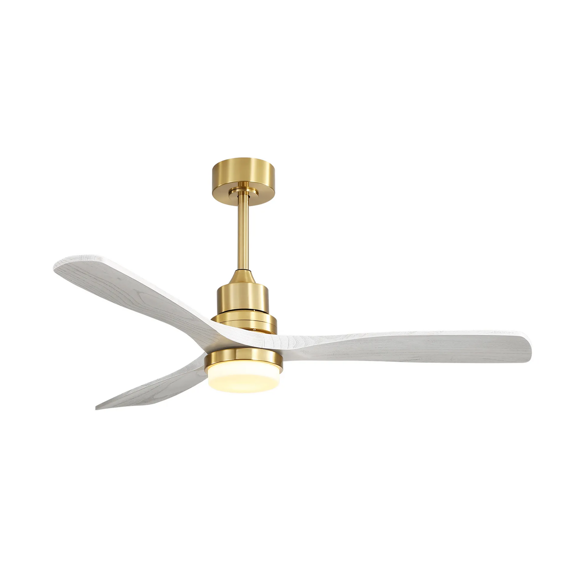 Indoor 52 Inch Ceiling Fan With Dimmable Led Light 6 Speed Remote Gold 3 Wood Blade Reversible DC Motor For Living Room--1