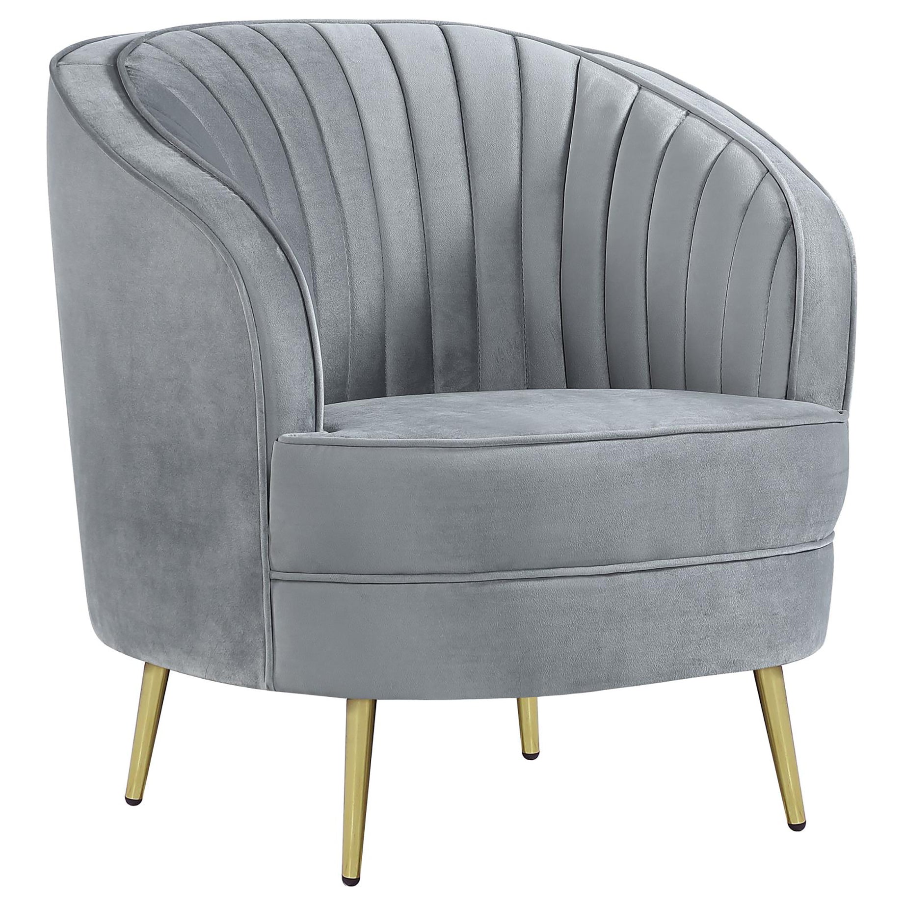 Grey and Gold Upholstered Tufted Chair--1