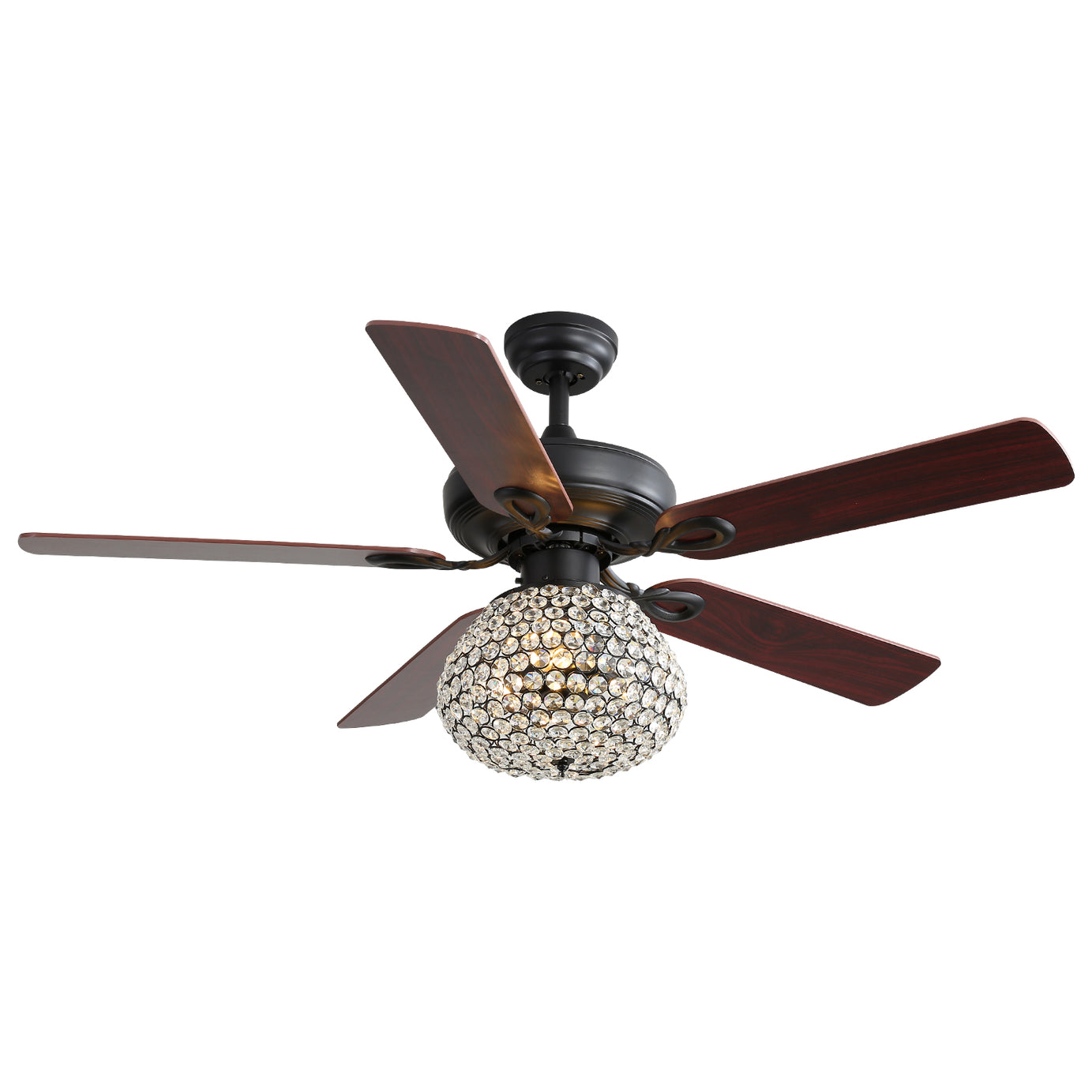 52 Inch Crystal Ceiling Fan With 3 Speed Wind 5 Plywood Blades Remote Control Reversible AC Motor--1