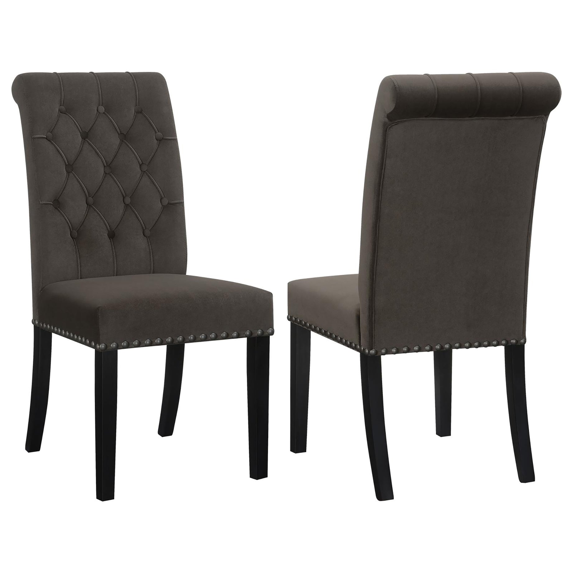 Brown and Rustic Espresso Tufted Side Chairs (Set of 2)--1