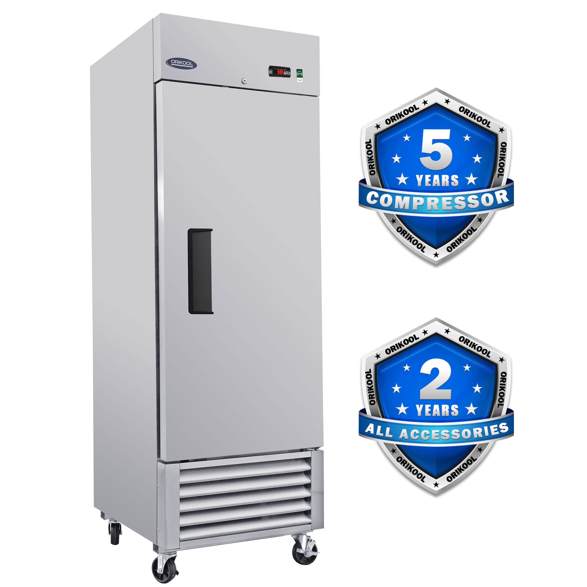 ORIKOOL 27" Commercial Refrigerator 23 Cu.ft with 1 Solid Door Reach-In Refrigerators Stainless Steel ETL Approved Upright Fridge Storage--1