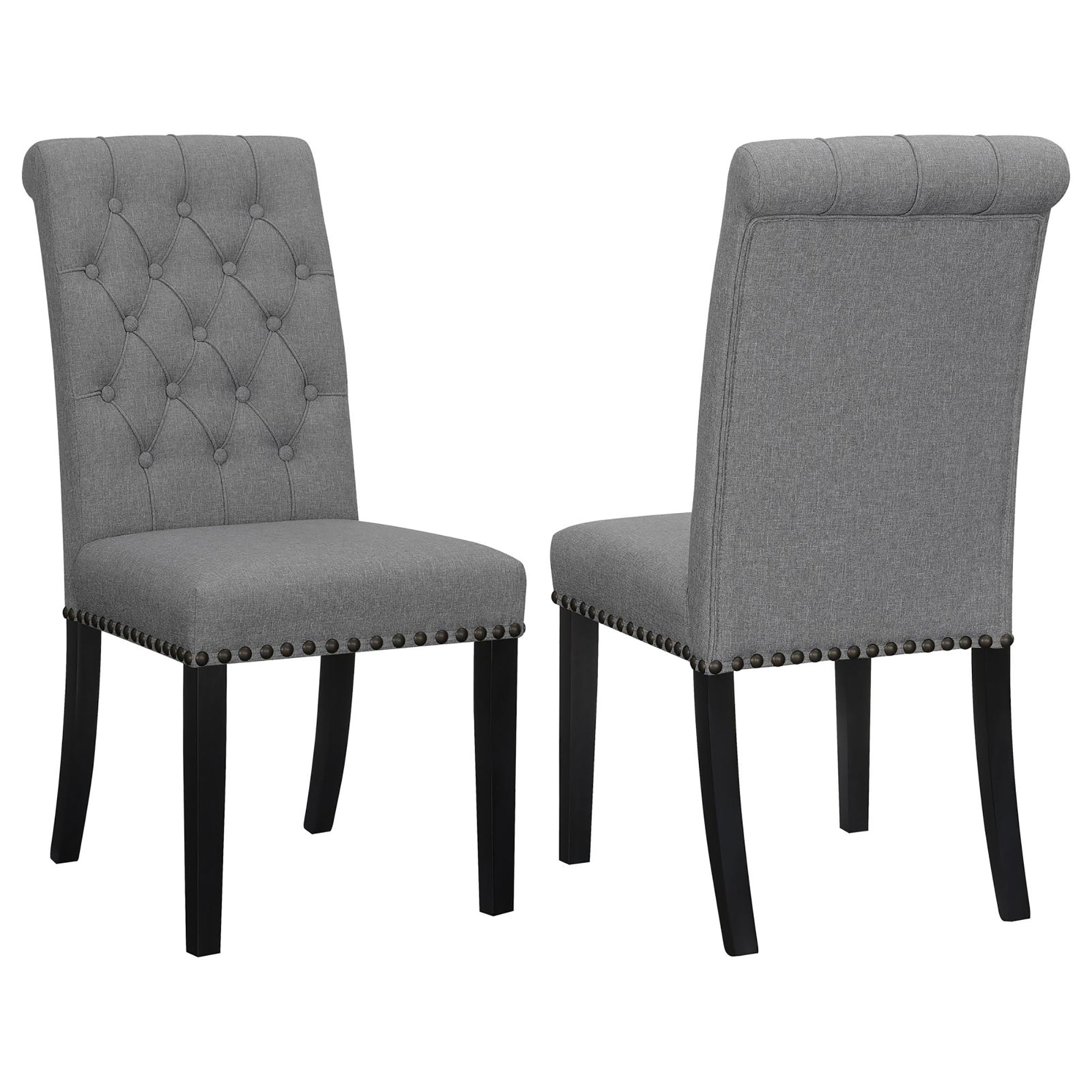 Grey and Rustic Espresso Tufted Side Chairs (Set of 2)--1