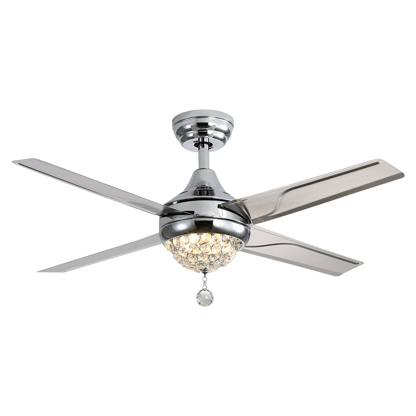 48 Inch Crystal Ceiling Fan With 3 Speed Wind 4 Iron Blades Remote Control AC Motor With Light--1