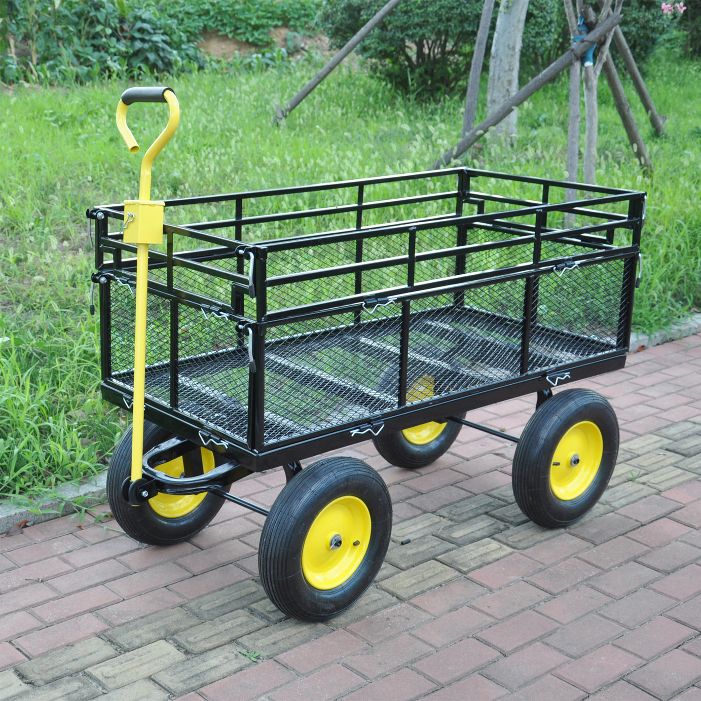 Big Wagon Cart Garden cart trucks make it easier to transport firewood Yellow+BlackB--1