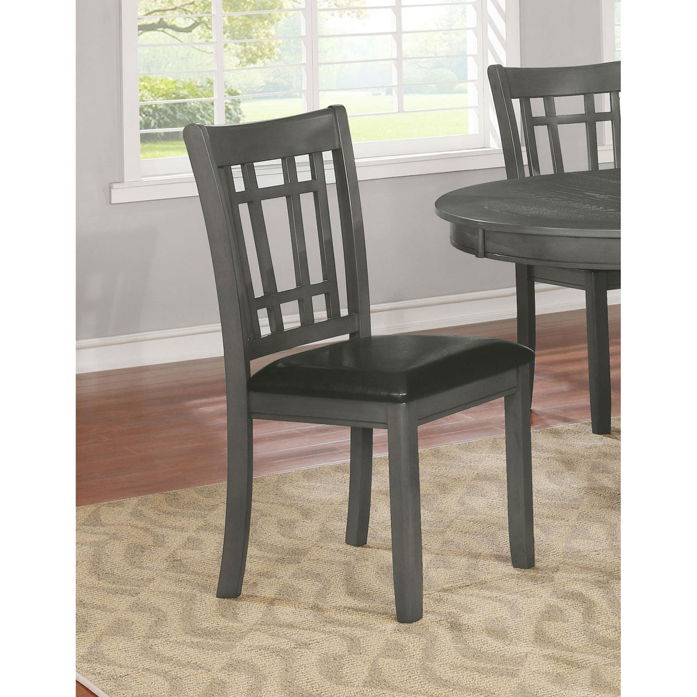 Medium Grey and Black Lattice Back Side Chairs (Set of 2)--1