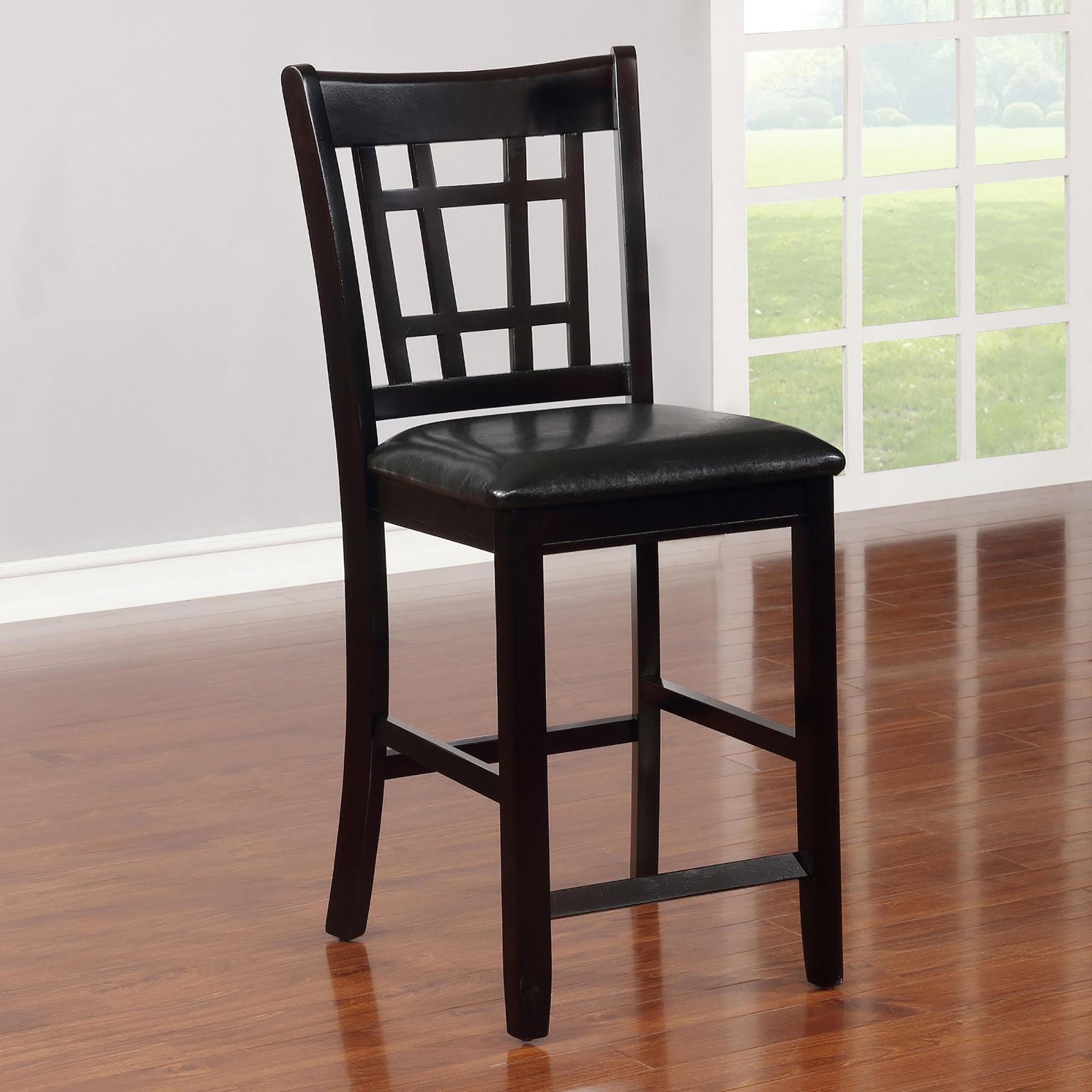 Black and Espresso Lattice Back Counter Height Stools (Set of 2)--1