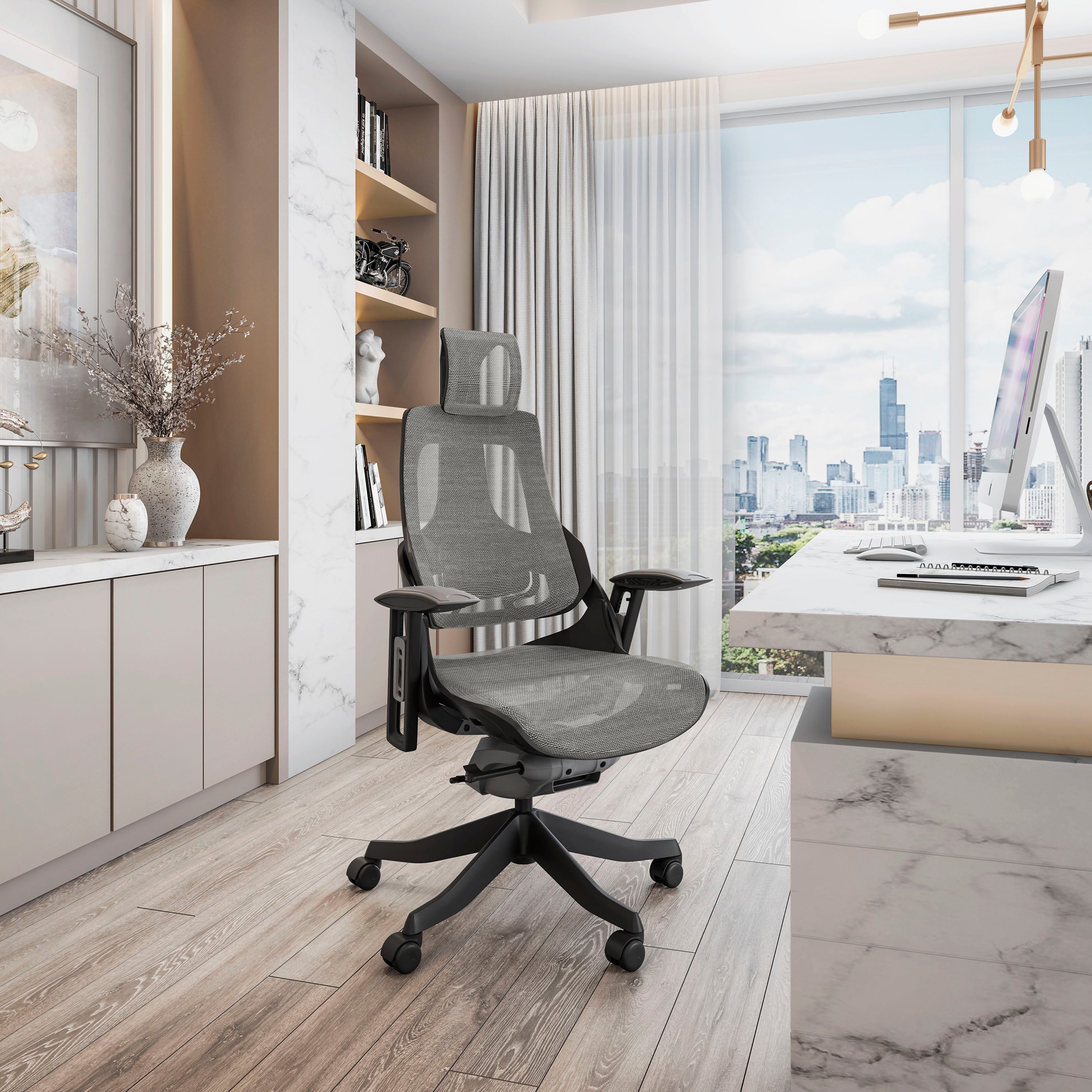 Techni Mobili LUX Ergonomic Executive Chair, Grey--1