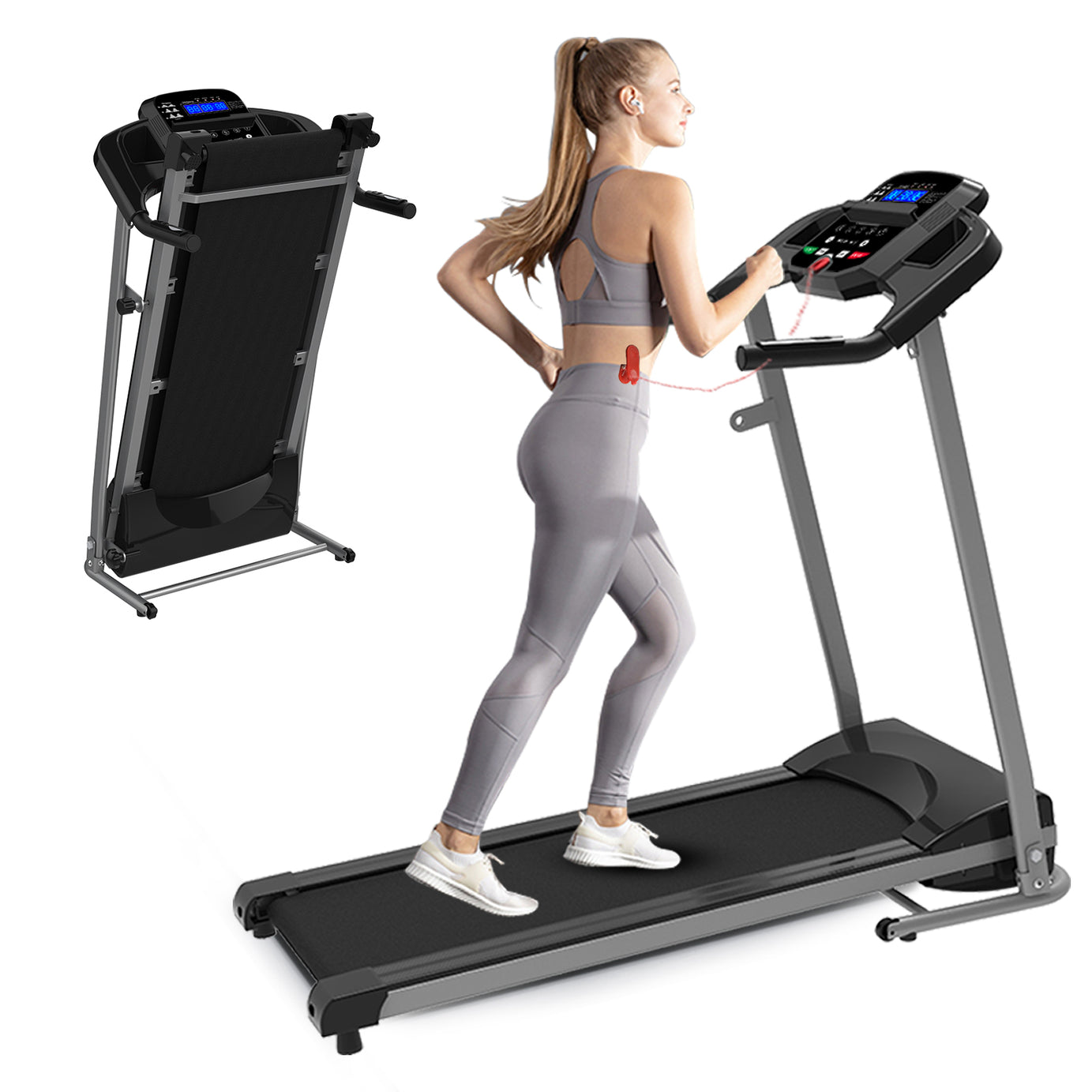 Foldable Electric Treadmill 2.5HP Motorized Running Machine with 12 Perset Programs 265LBS Weight Capacity Walking Jogging Treadmill--1