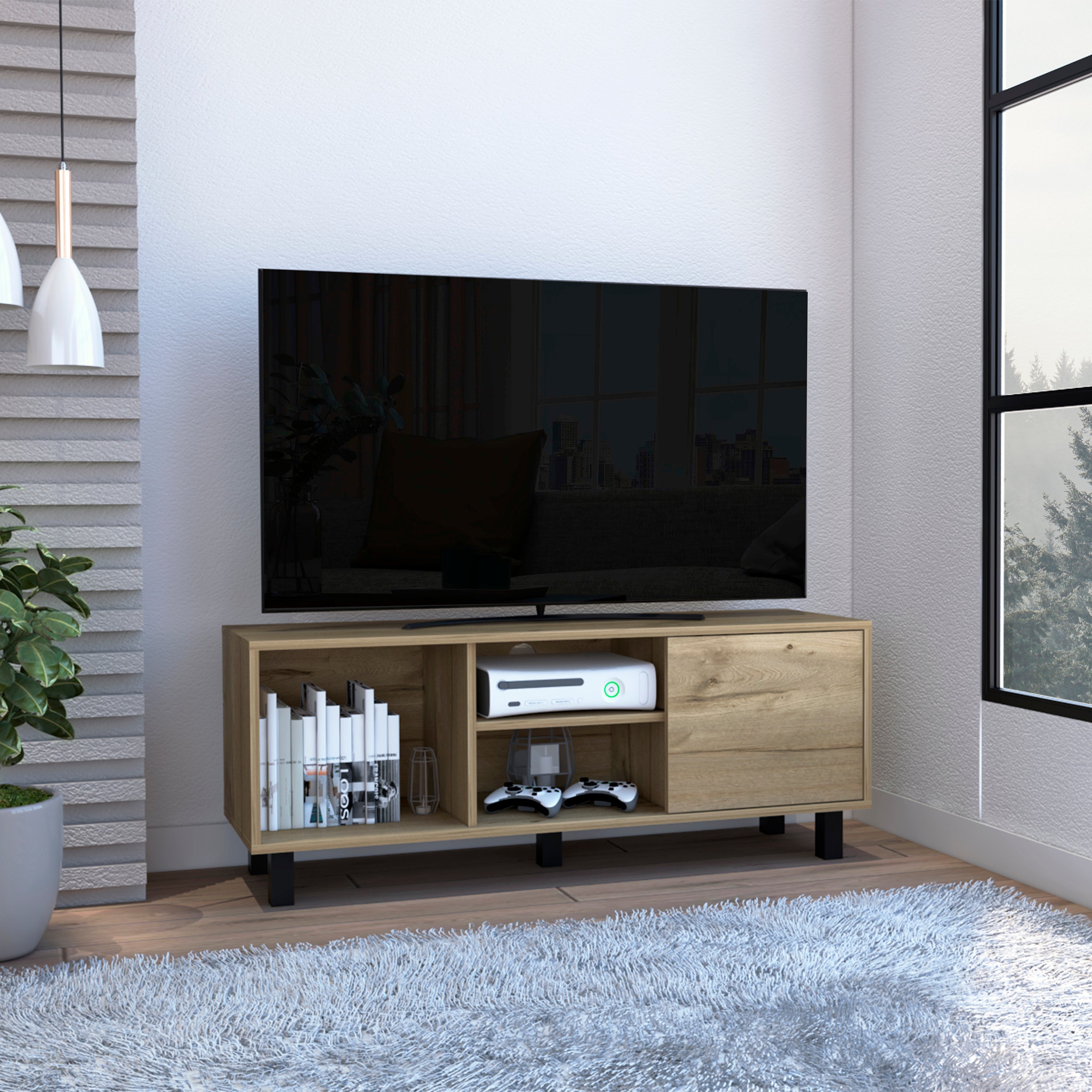 Rome TV Stand For TV´s up 43", Two Open Shelves, One Cabinet, One Big Open Shelf--1