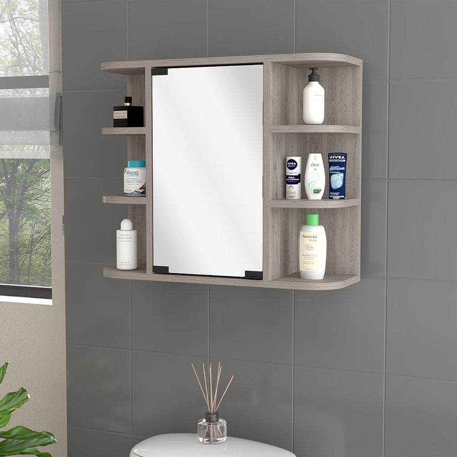 Valdez Medicine Cabinet With Six Shelves, Mirror Cabinet--1