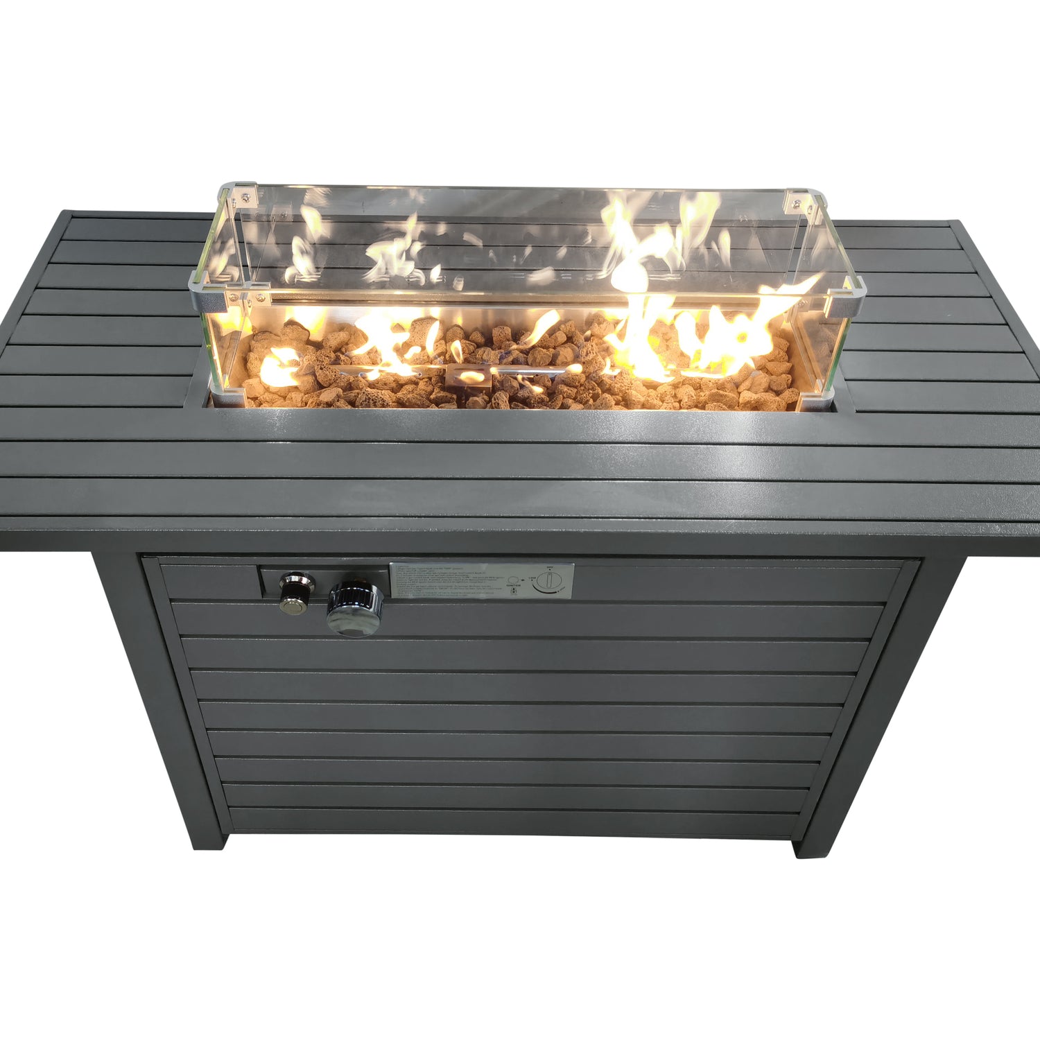 11'' H x 42'' L Steel Propane Outdoor Fire Pit Table with Lid--1