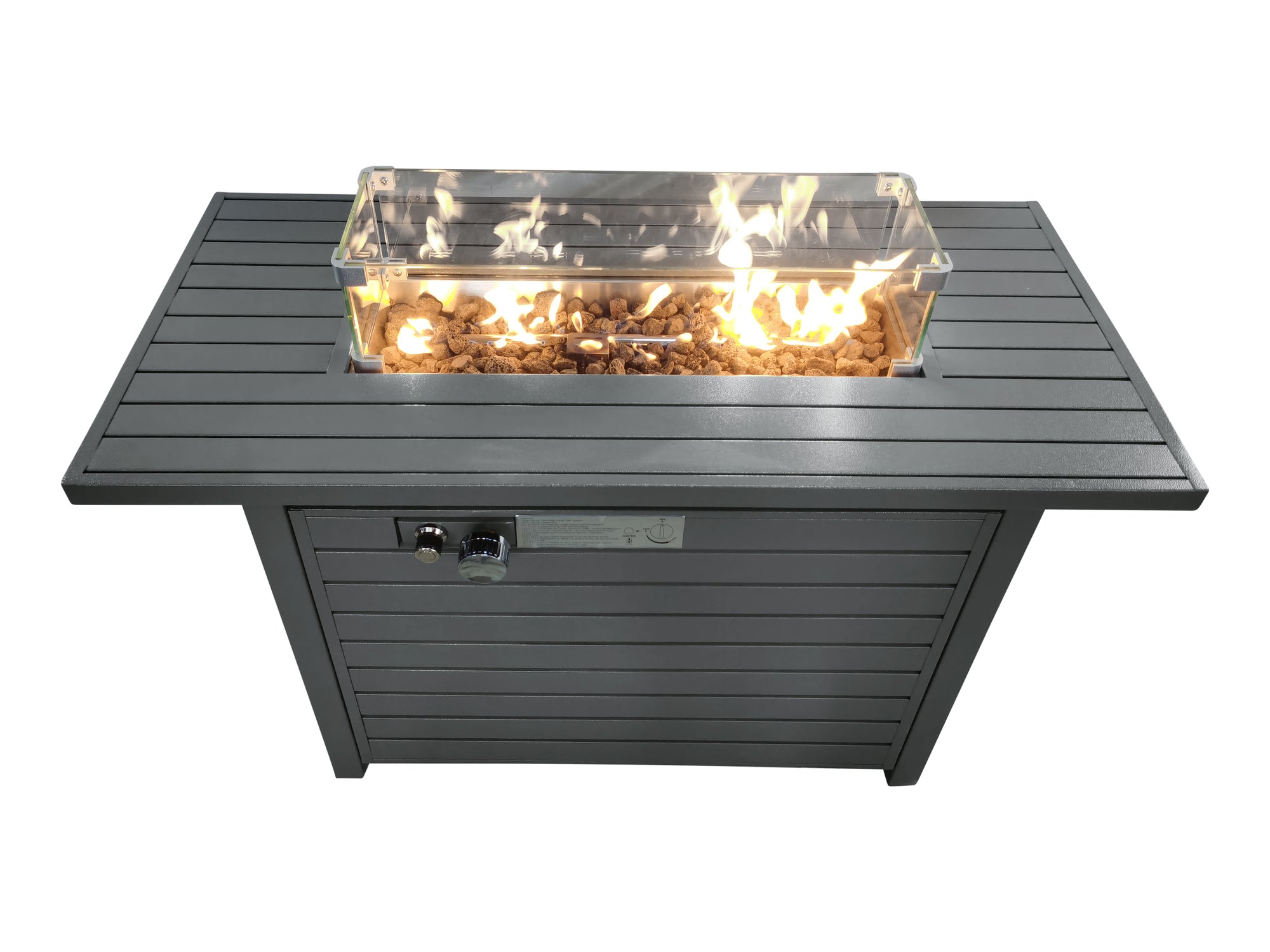 11'' H x 42'' L Steel Propane Outdoor Fire Pit Table with Lid--1