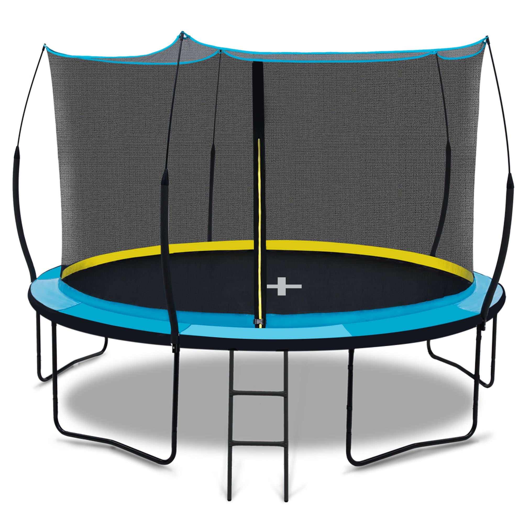 YC 12FT Recreational Trampolines with Enclosure for Kids and Adults with Patented Fiberglass Poles - Pumpkin Blue--1