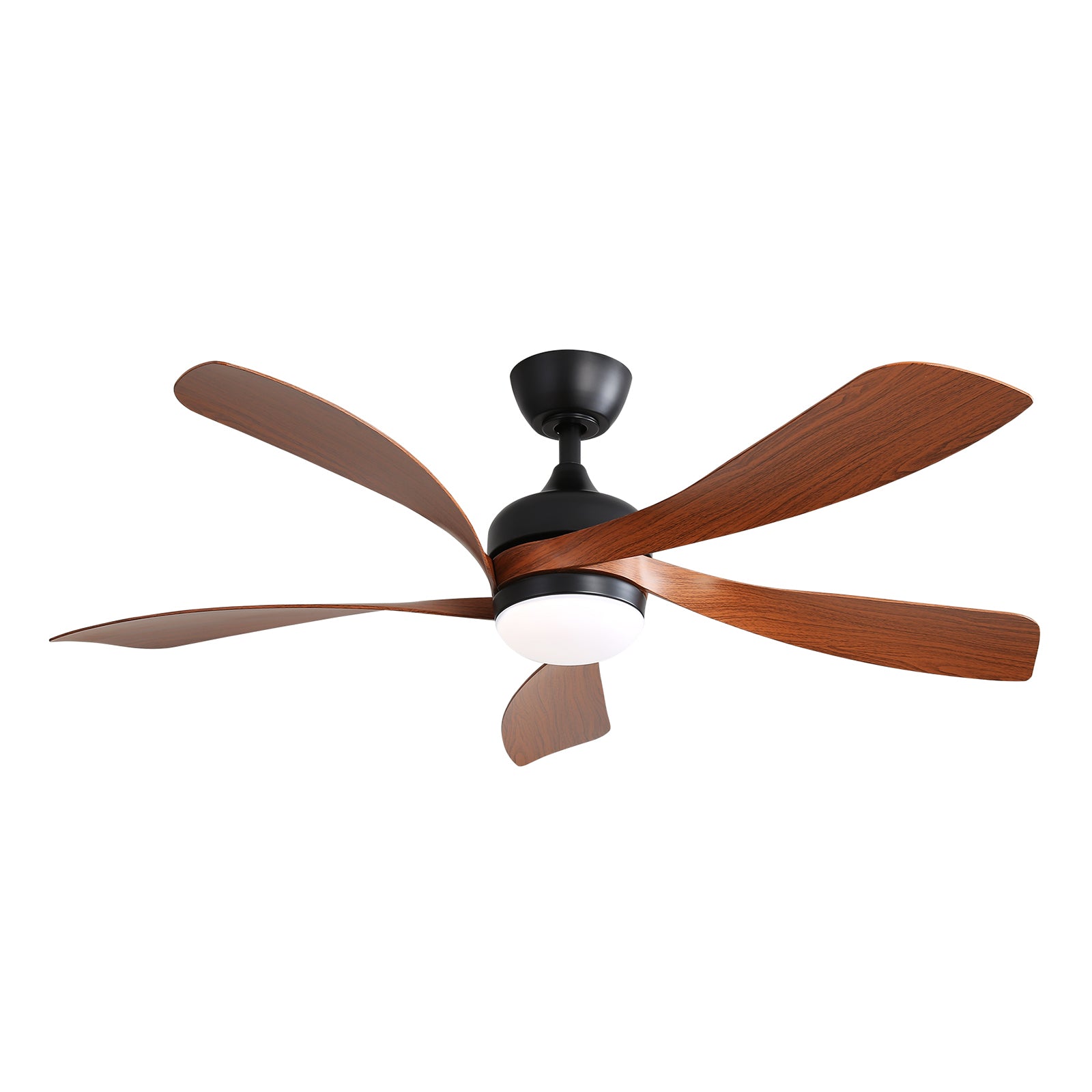 52 Inch Indoor Ceiling Fan With 3 Color Dimmable 5 ABS Blades Remote Control Reversible DC Motor Black With Led Light--1