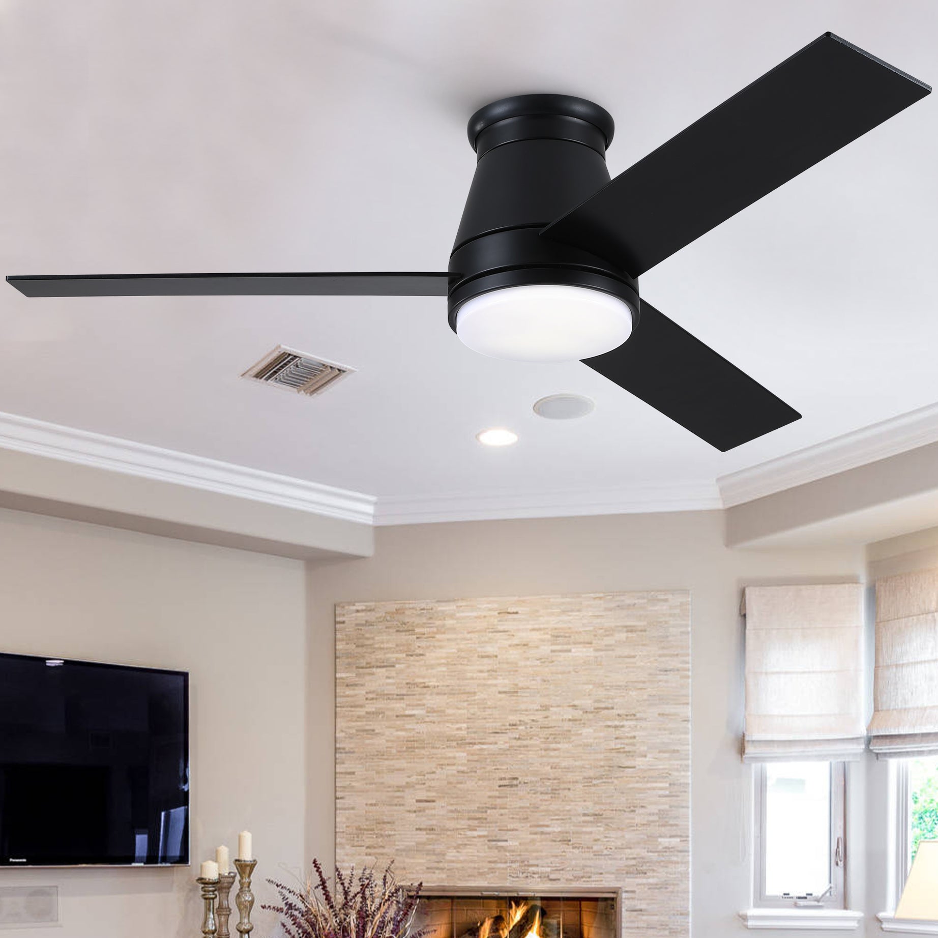 48" Black Lowe Profile Ceiling Fan with Light--1